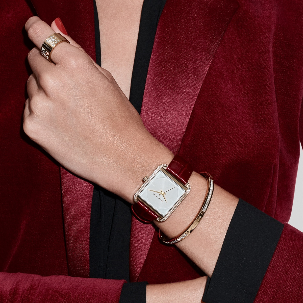 ĐỒNG HỒ ĐEO TAY NỮ MICHAEL KORS LAKE GLITZ RED LEATHER LADIES WATCH MK262 1