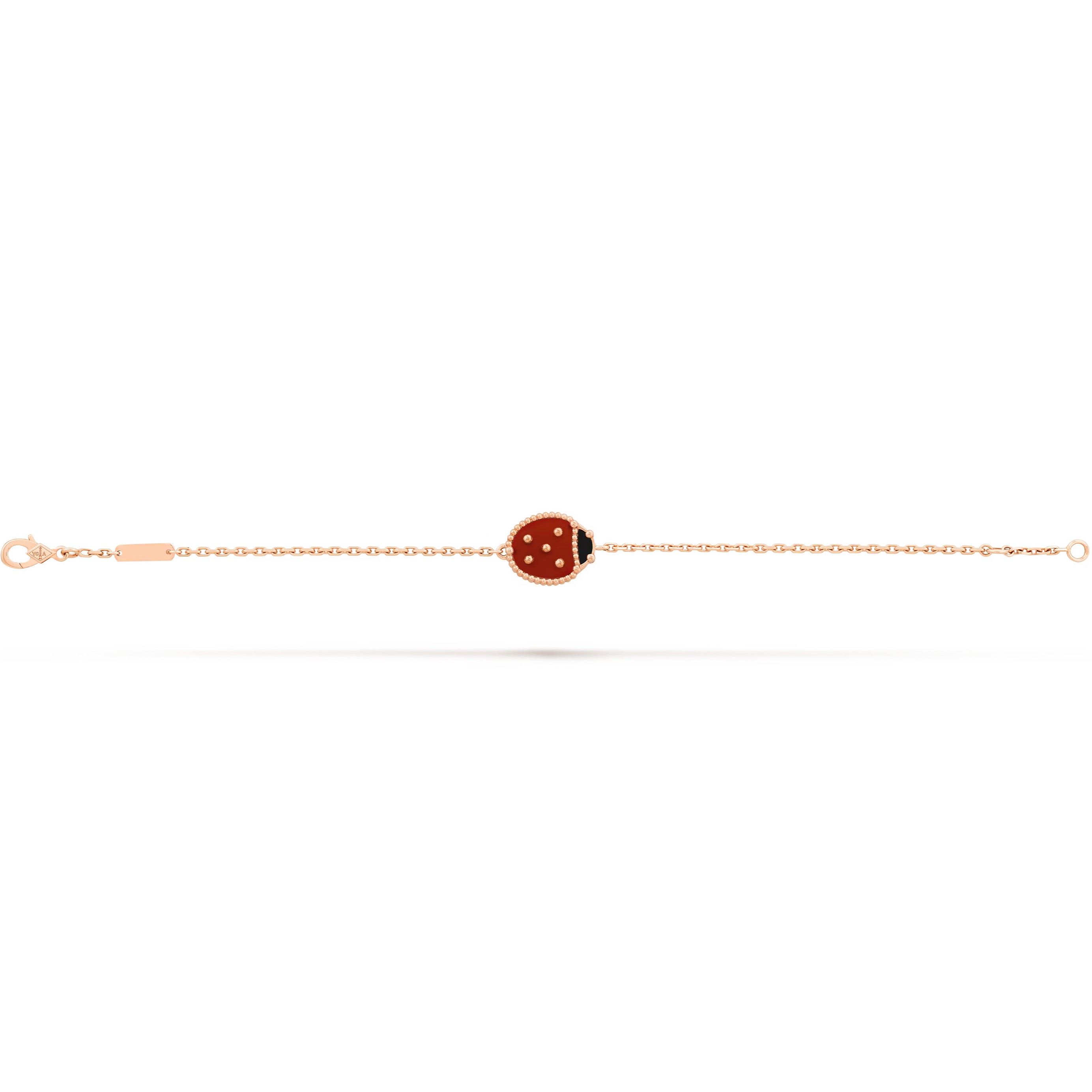 Vòng tay nữ bọ rùa Van Cleef Arpels Lucky Spring Bracelet Closed Wings Ladybug Rose Gold Carnelian VCARP7R000 2