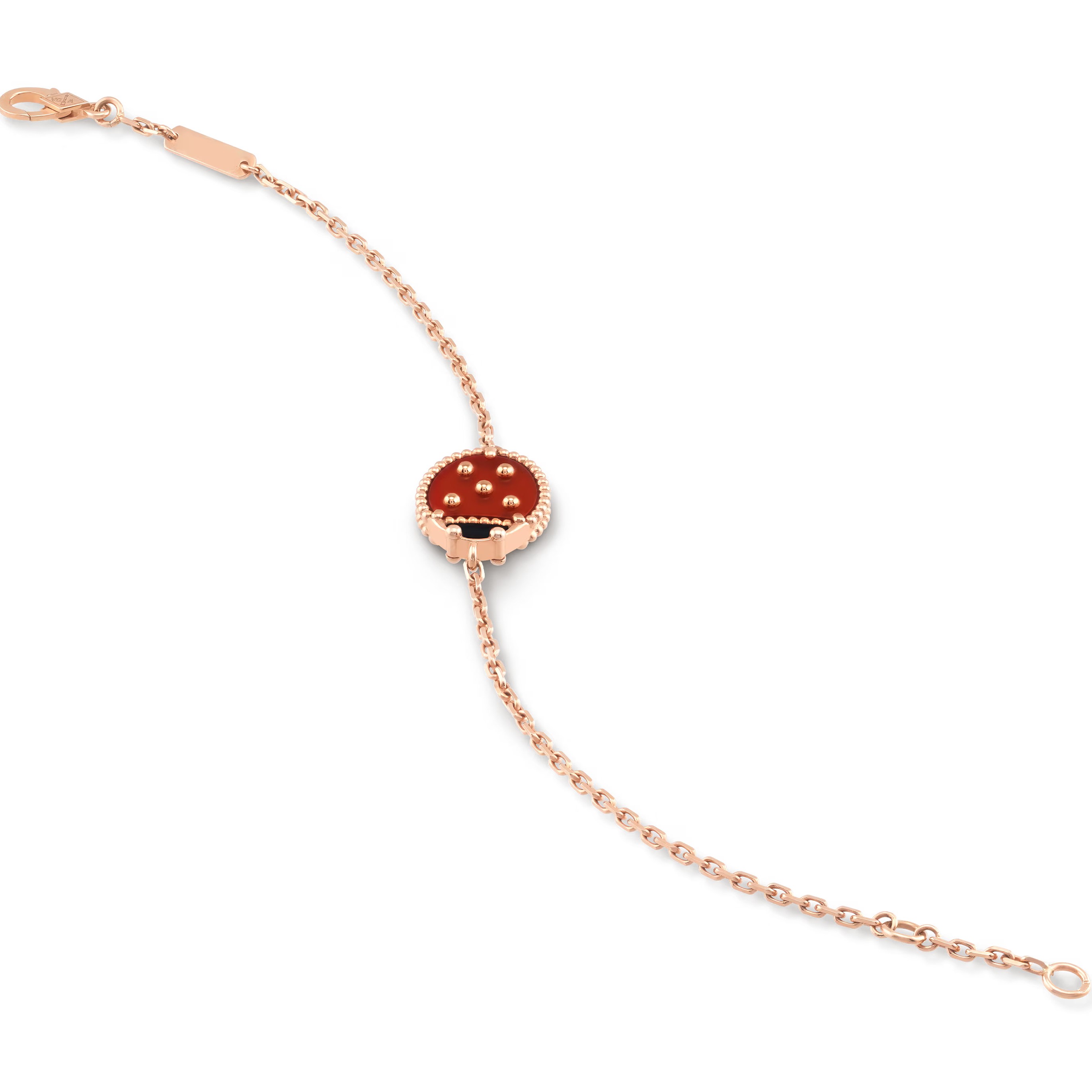 Vòng tay nữ bọ rùa Van Cleef Arpels Lucky Spring Bracelet Closed Wings Ladybug Rose Gold Carnelian VCARP7R000 6