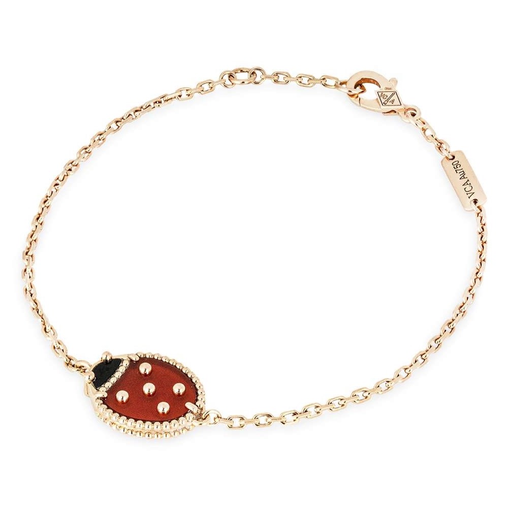 Vòng tay nữ bọ rùa Van Cleef Arpels Lucky Spring Bracelet Closed Wings Ladybug Rose Gold Carnelian VCARP7R000 7