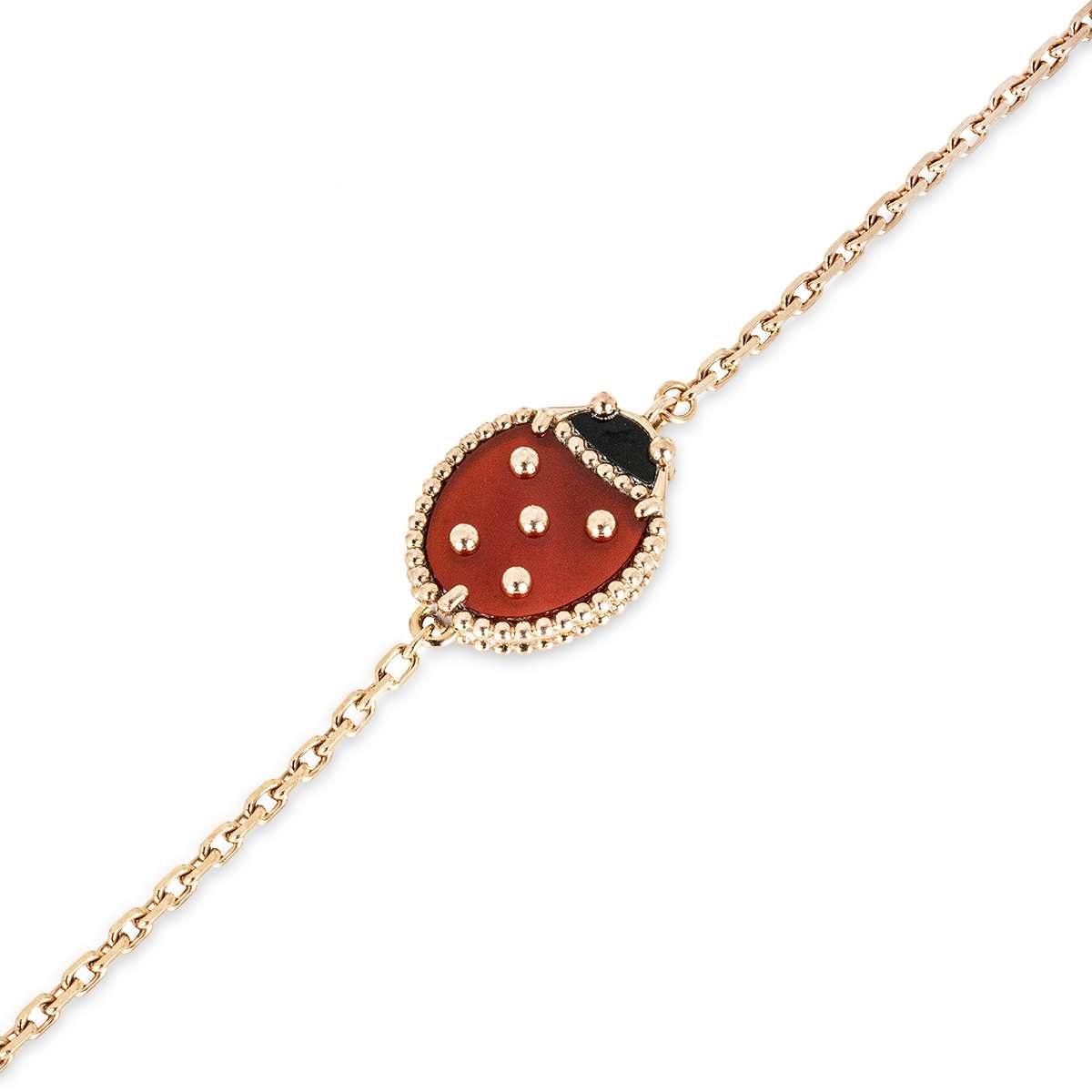 Vòng tay nữ bọ rùa Van Cleef Arpels Lucky Spring Bracelet Closed Wings Ladybug Rose Gold Carnelian VCARP7R000 9