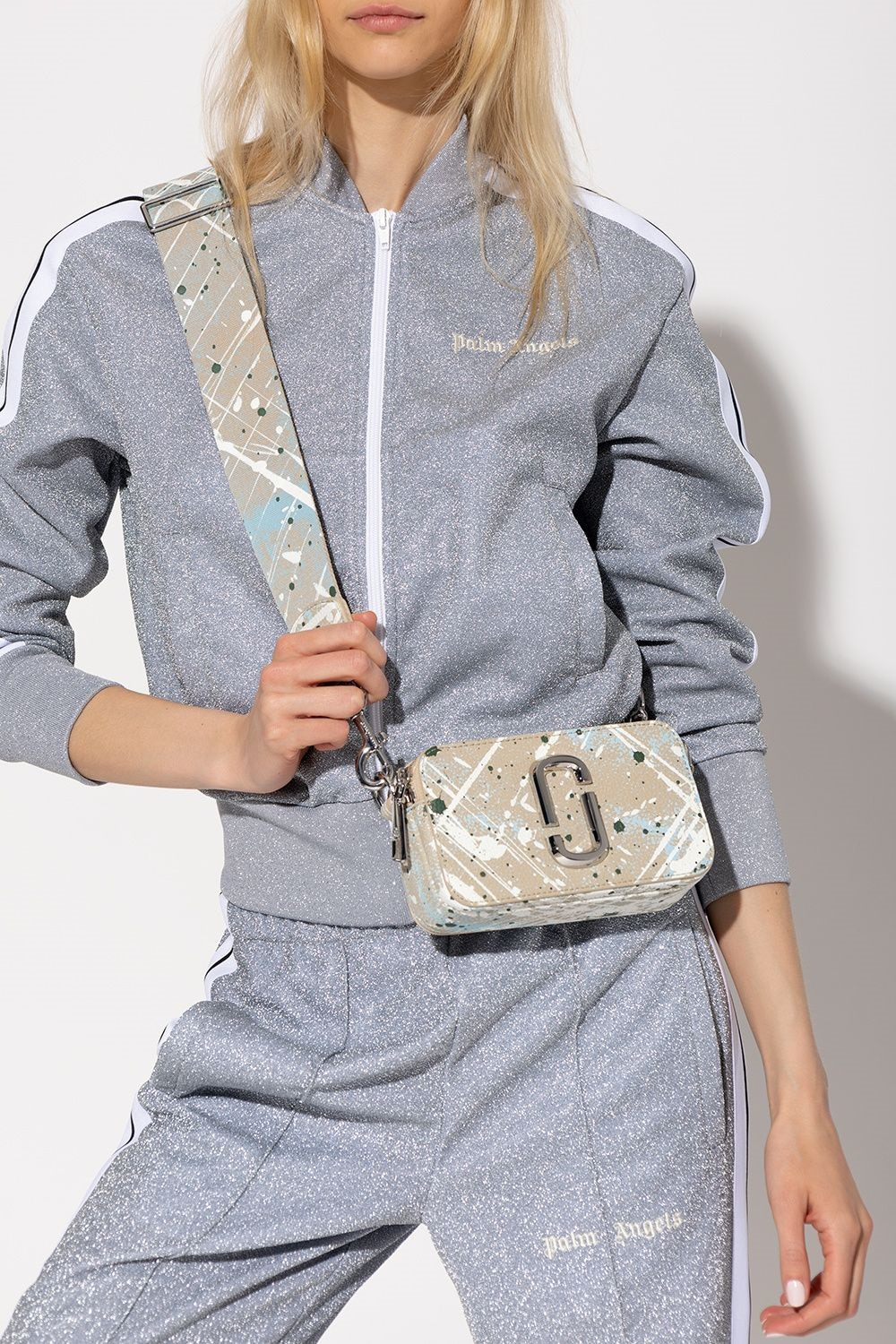 Túi đeo chéo nữ Marc Jacobs Màu Nâu Xám Brown Rice Multi Paint The Splatter Snapshot Printed Leather Crossbody Bag 13