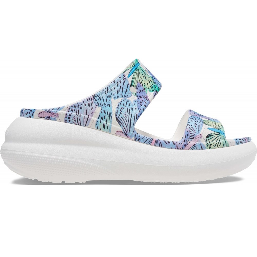 Dép đế cao Crocs nữ Classic Crush Butterfly Sandal White Multi 3