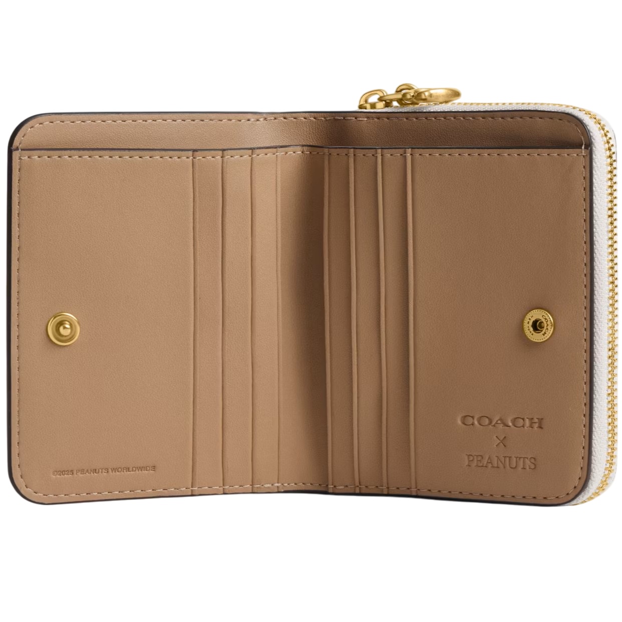 Ví nữ ngắn cầm tay Coach Peanuts Newspaper Print Billfold Wallet Chalk CCB23 3