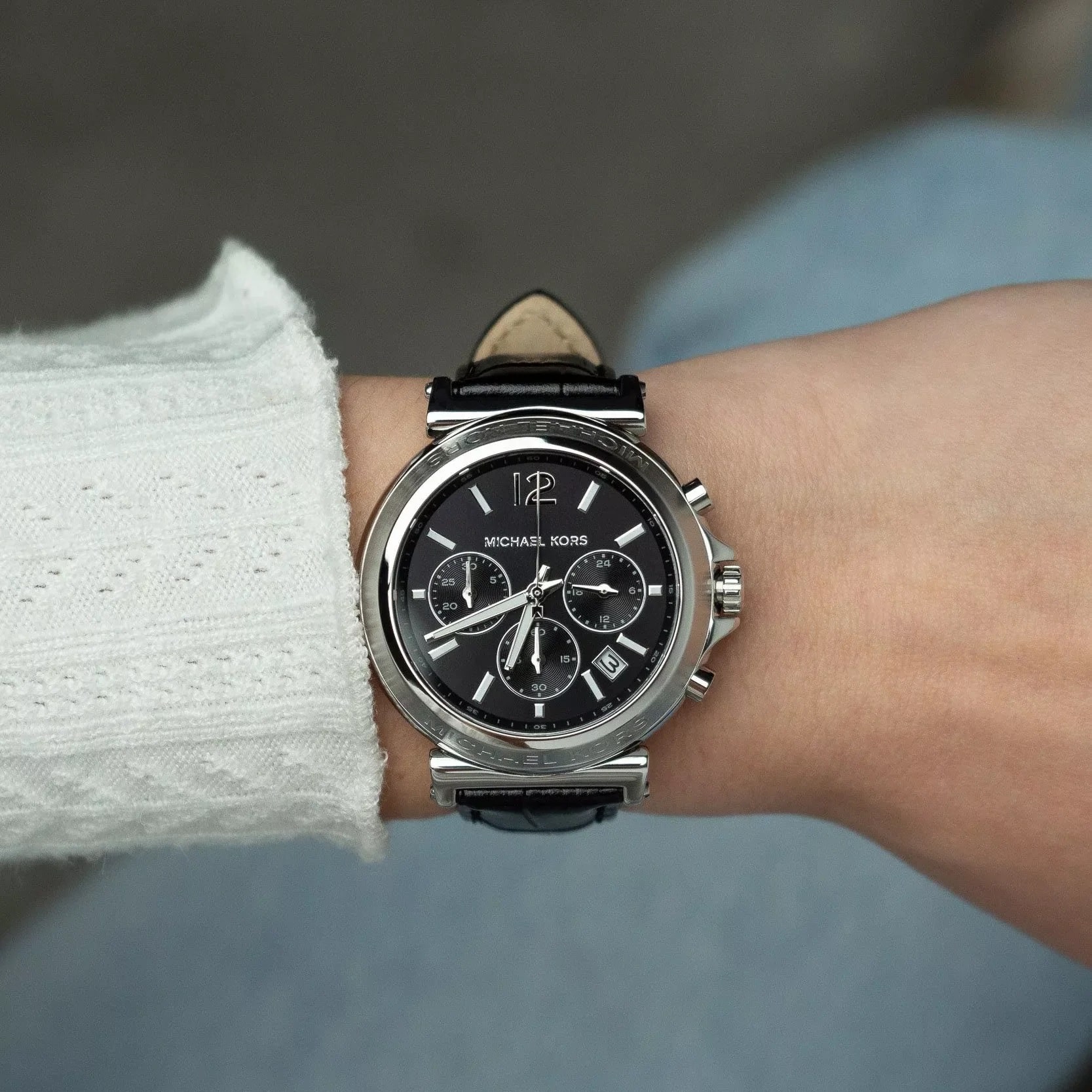 Đồng hồ đeo tay nữ Michael Kors Maren Silver-Tone and Crocodile Embossed Leather MK7499 5
