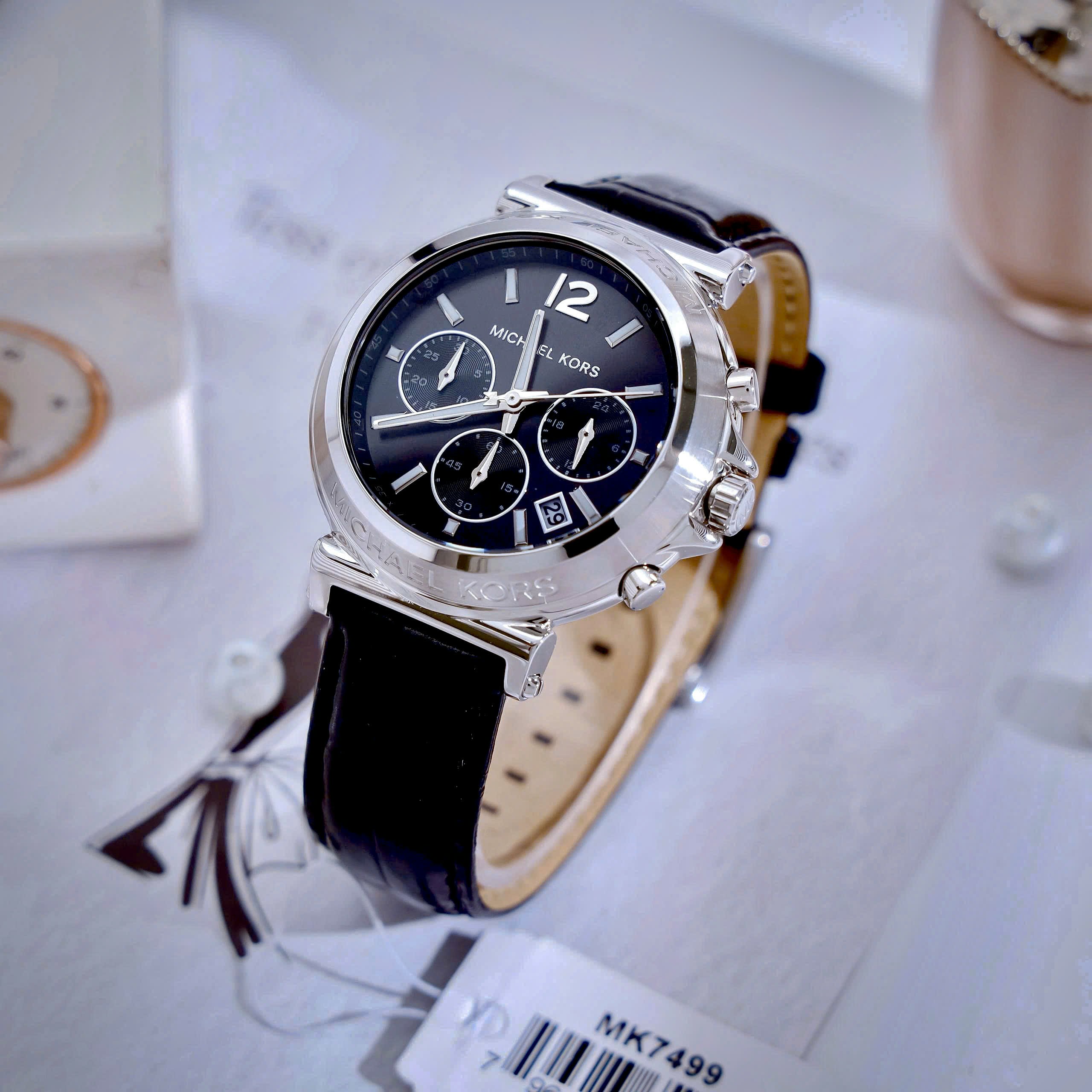 Đồng hồ đeo tay nữ Michael Kors Maren Silver-Tone and Crocodile Embossed Leather MK7499 13