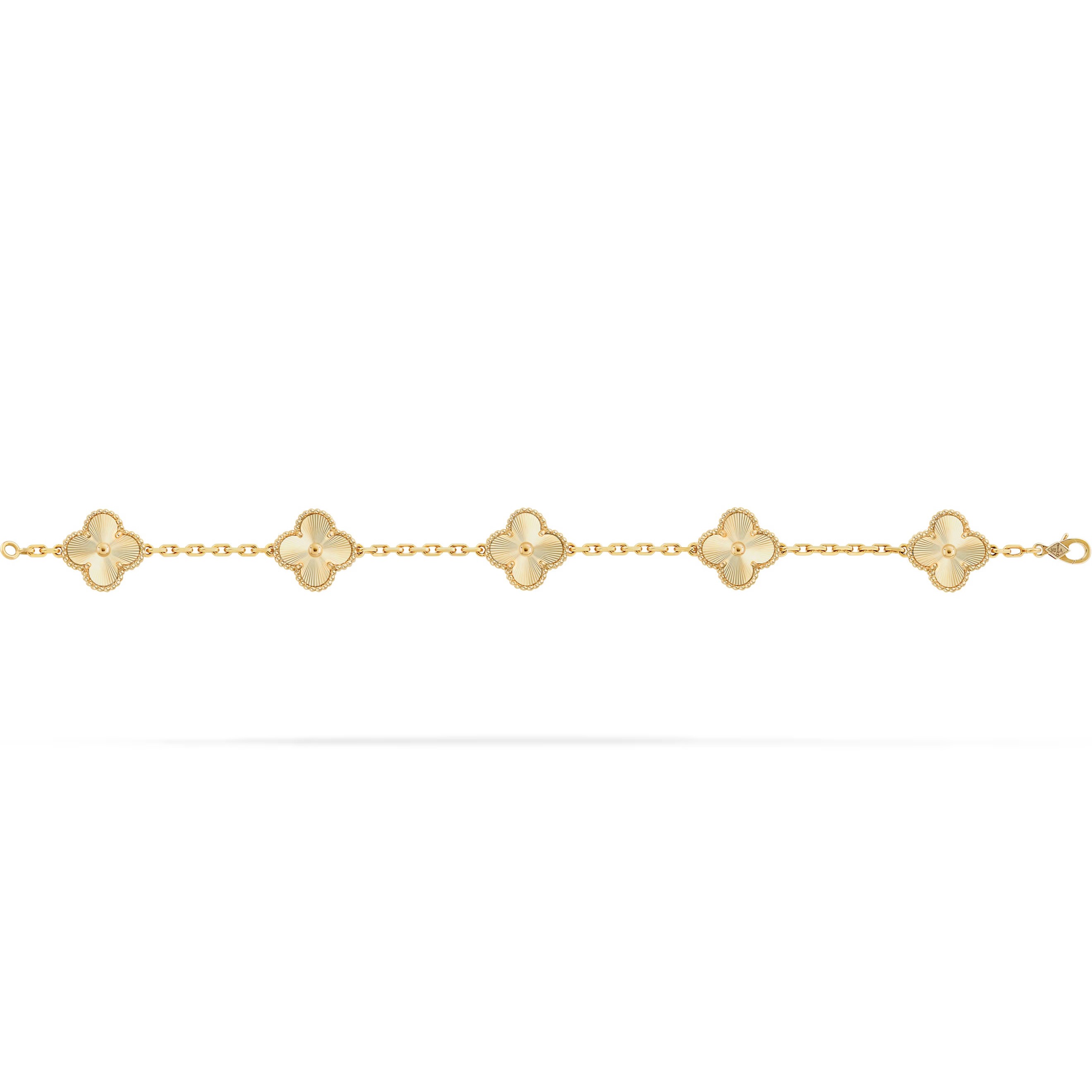 Lắc tay cỏ 4 lá Van Cleef Arpels Vintage Alhambra 5 Motifs Bracelet Guilloché Yellow Gold VCARP3JK00 1