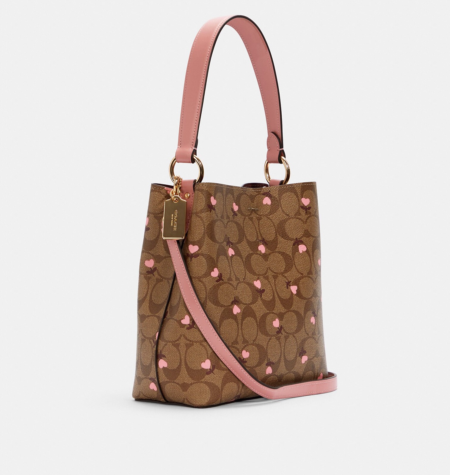 TÚI ĐEO CHÉO NỮ COACH SMALL TOWN BUCKET BAG IN SIGNATURE CANVAS WITH HEART FLORAL PRINT 2