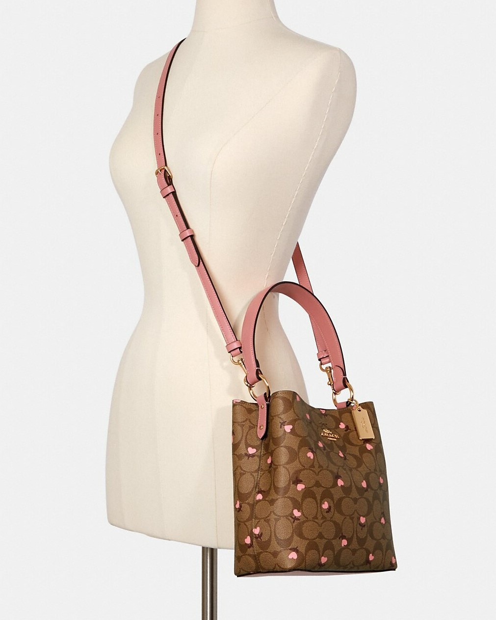 TÚI ĐEO CHÉO NỮ COACH SMALL TOWN BUCKET BAG IN SIGNATURE CANVAS WITH HEART FLORAL PRINT 3