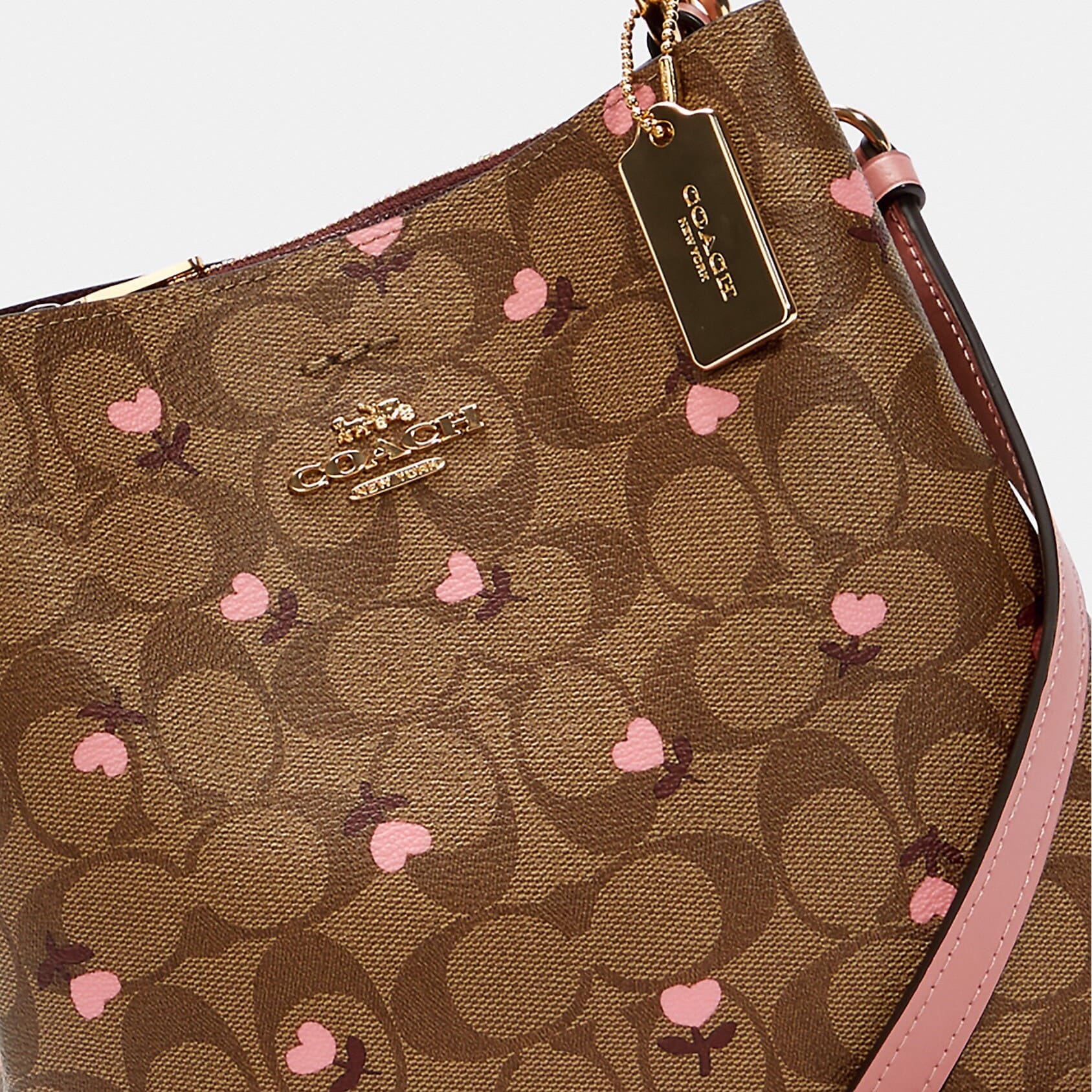 TÚI ĐEO CHÉO NỮ COACH SMALL TOWN BUCKET BAG IN SIGNATURE CANVAS WITH HEART FLORAL PRINT 4
