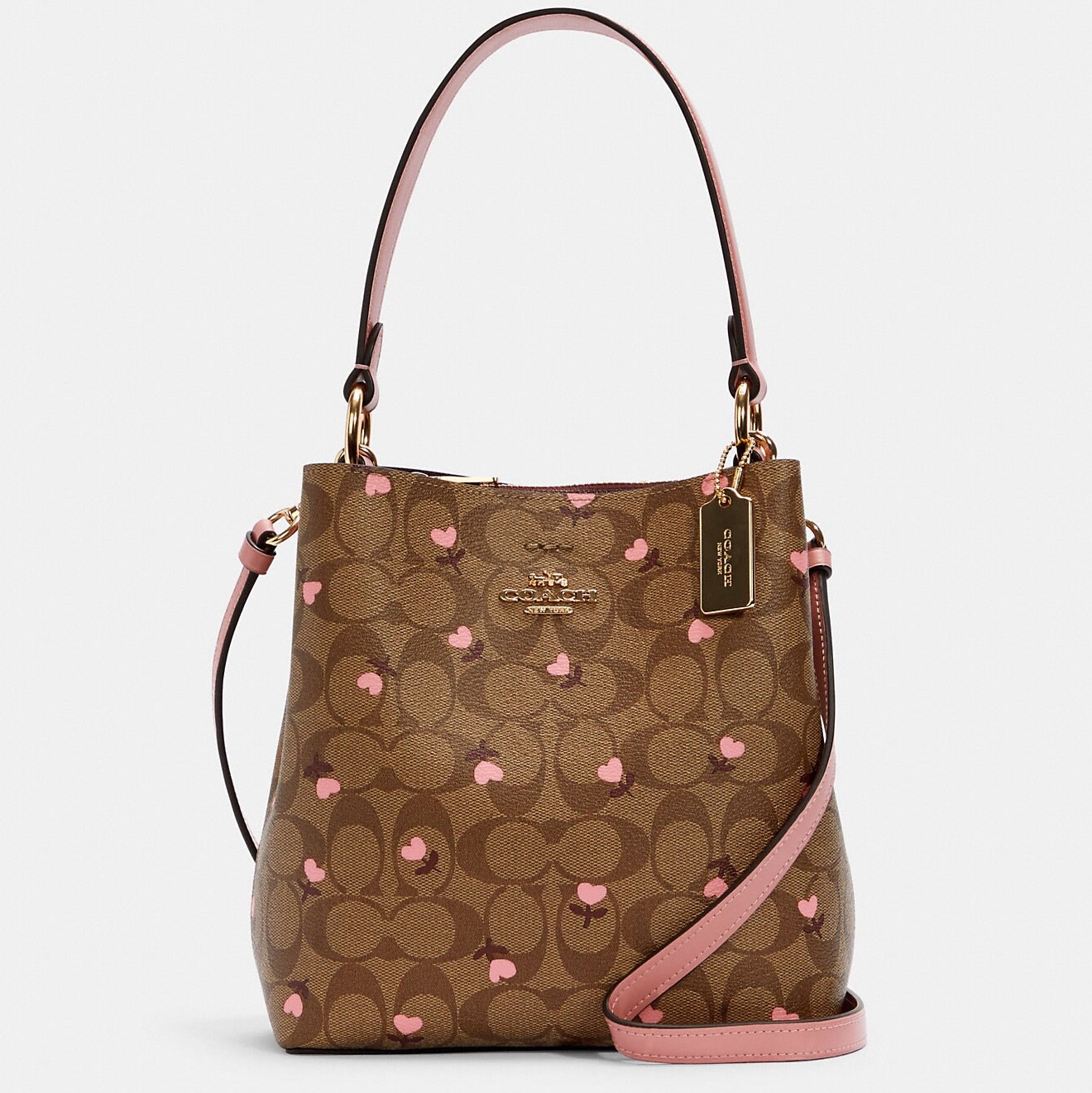 TÚI ĐEO CHÉO NỮ COACH SMALL TOWN BUCKET BAG IN SIGNATURE CANVAS WITH HEART FLORAL PRINT 5