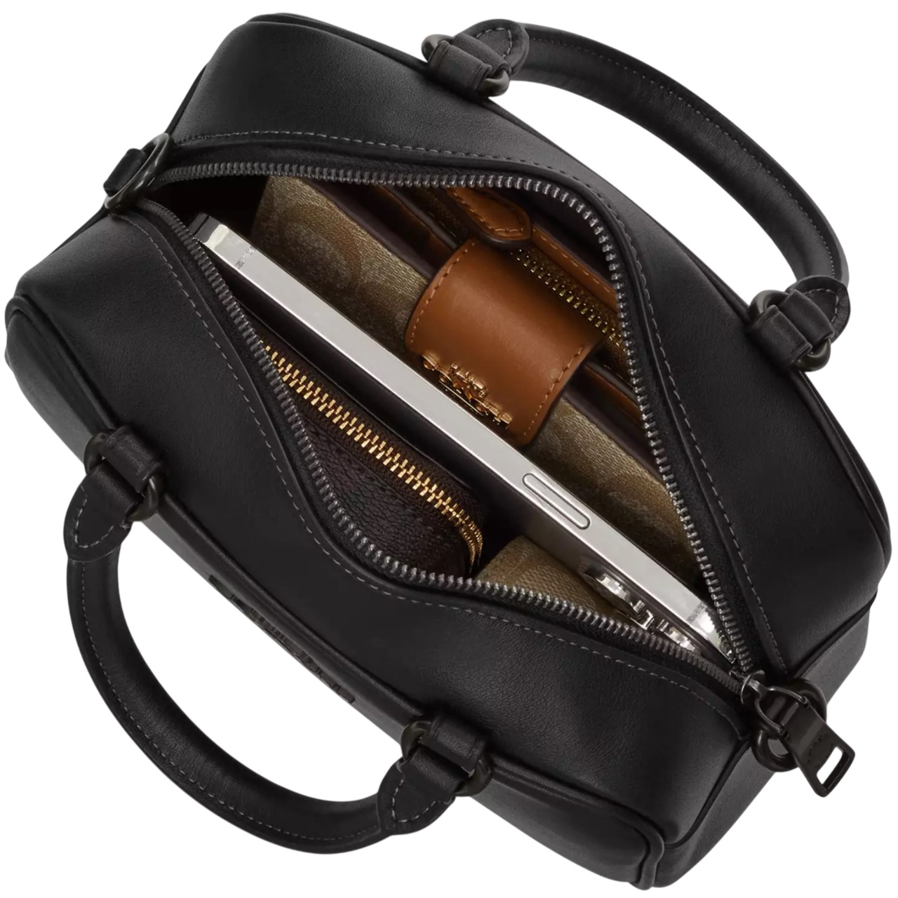 Túi xách Coach Satchel Crossbody Bag in Signature Canvas Tan Black CW197 2