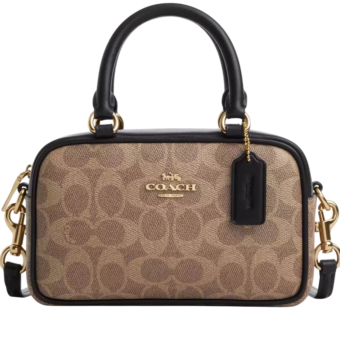 Túi xách Coach Satchel Crossbody Bag in Signature Canvas Tan Black CW197 5