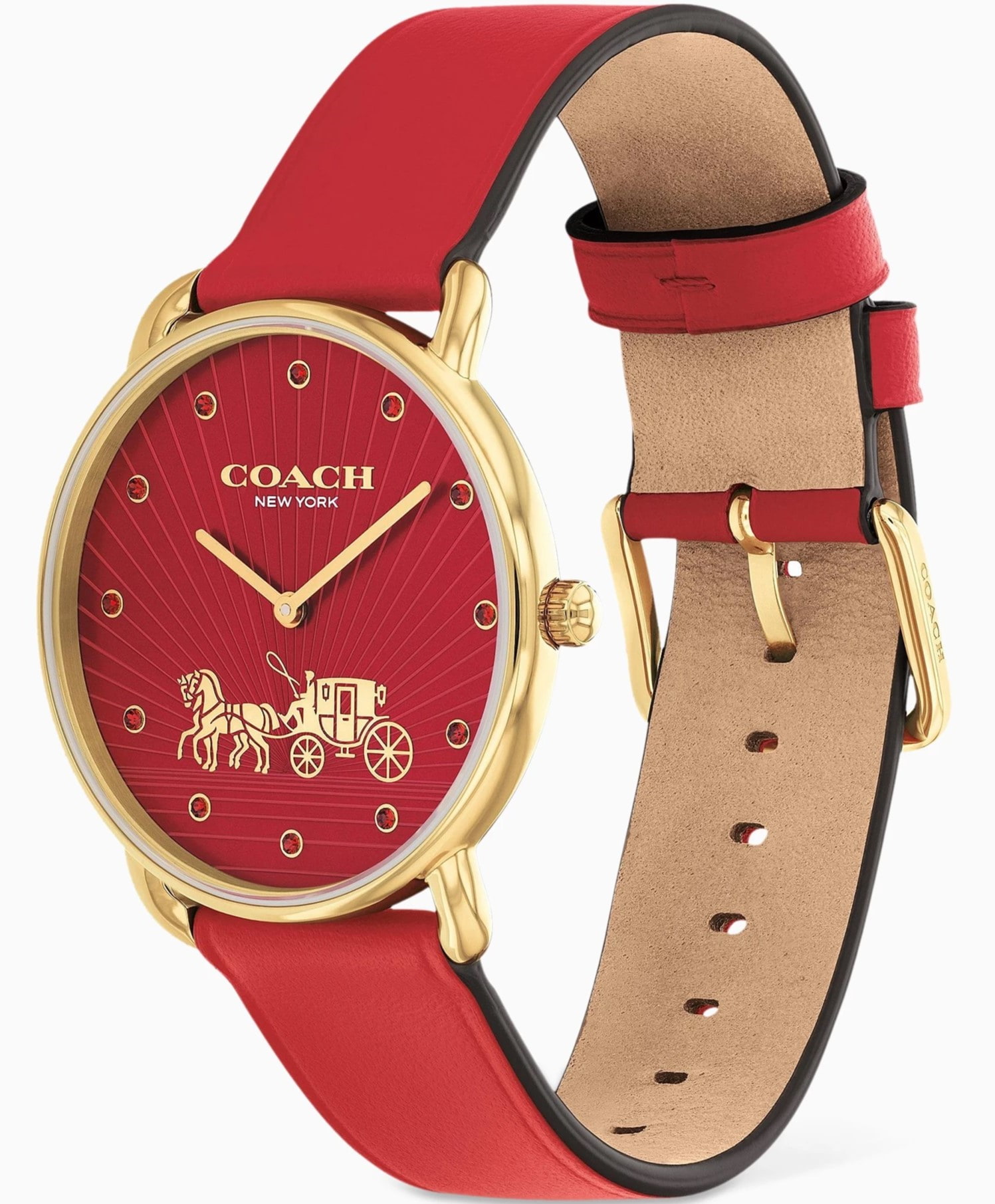 Đồng hồ đeo tay Coach Womens Elliot Red Leather Strap Watch 14504615 2