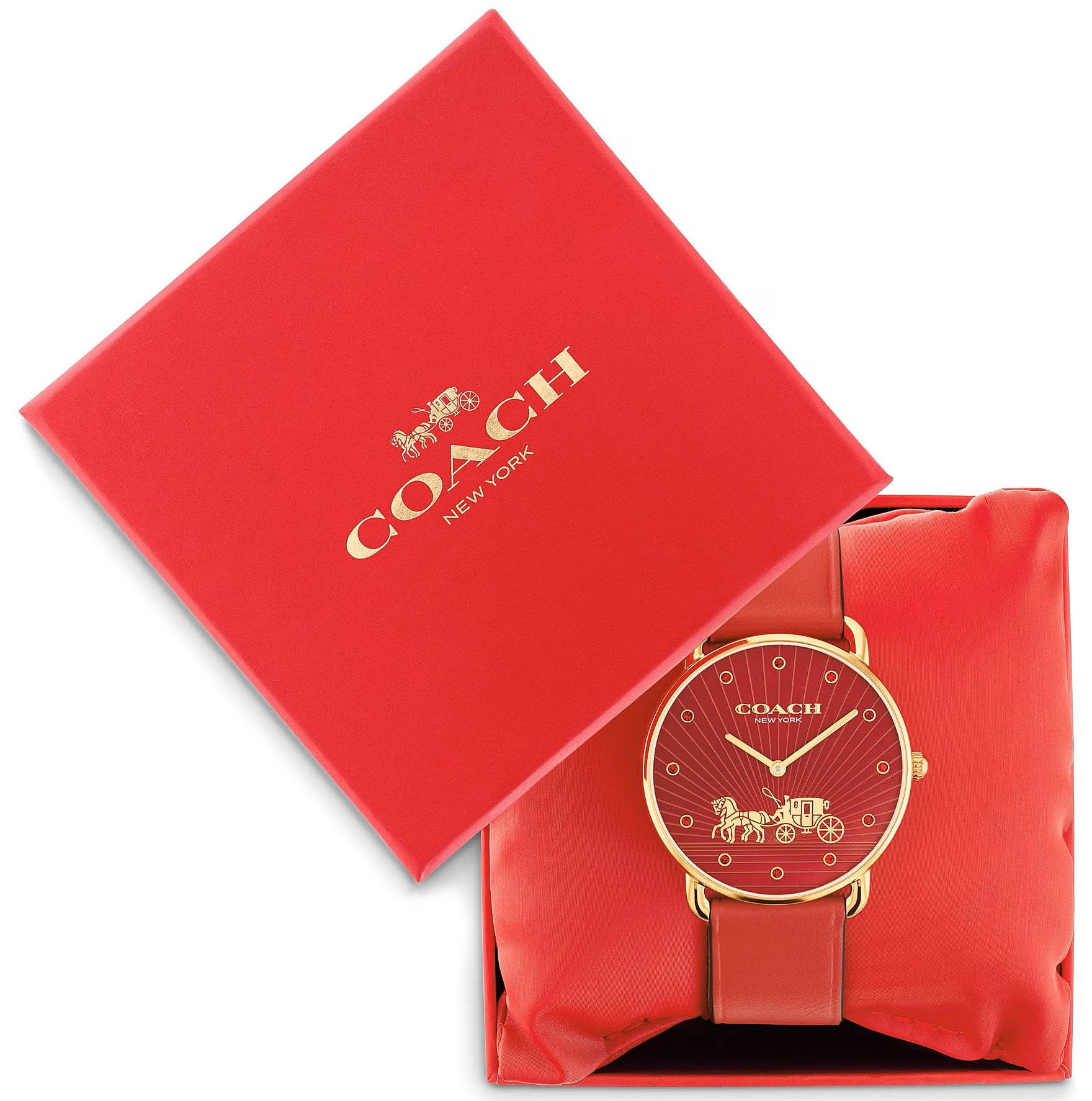 Đồng hồ đeo tay Coach Womens Elliot Red Leather Strap Watch 14504615 4