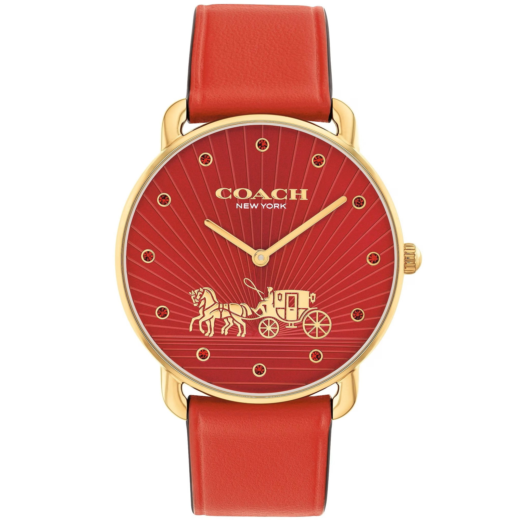 Đồng hồ đeo tay Coach Womens Elliot Red Leather Strap Watch 14504615 5