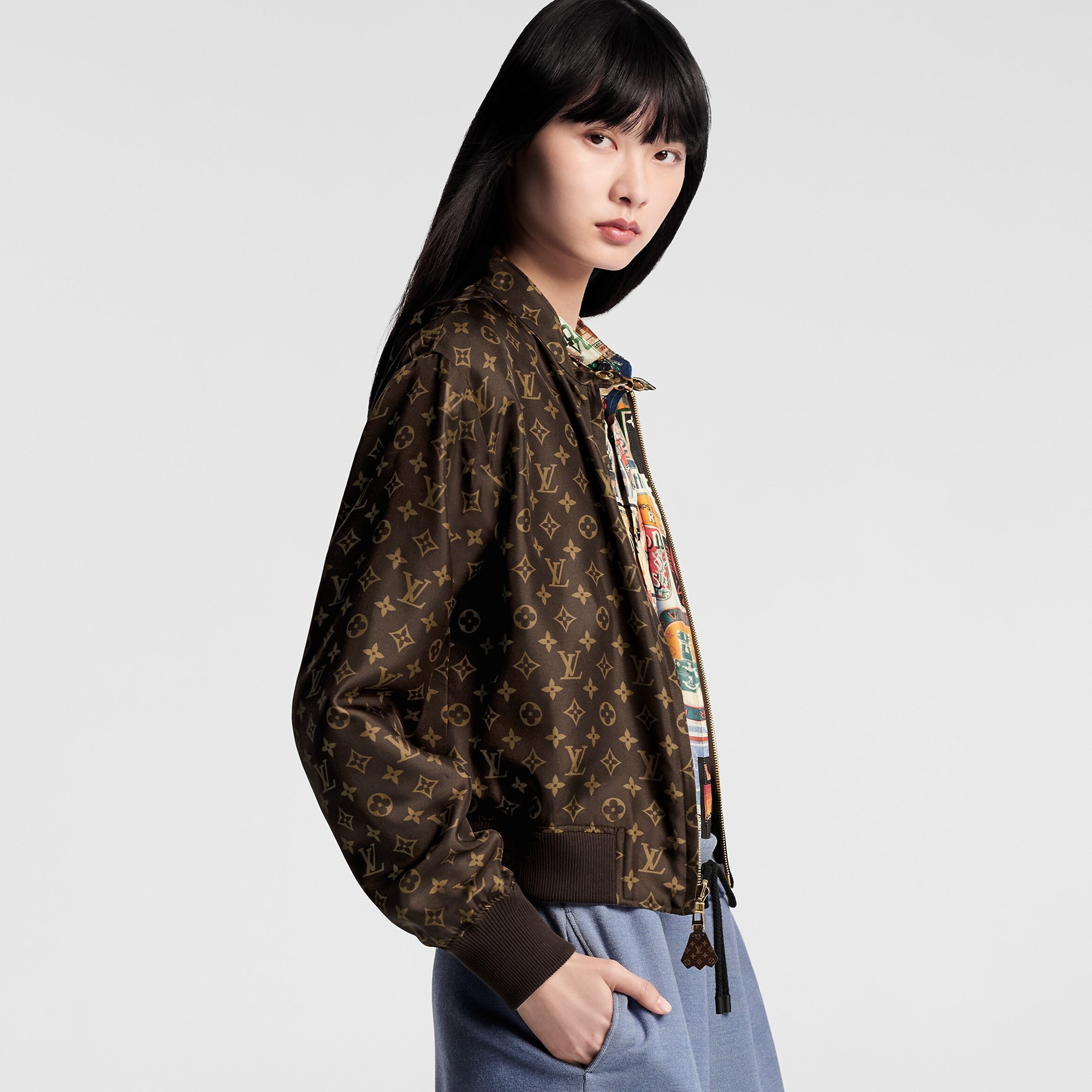 Áo khoác nữ hai mặt LV Louis Vuitton Reversible Botanical Print Bomber Jacket 8