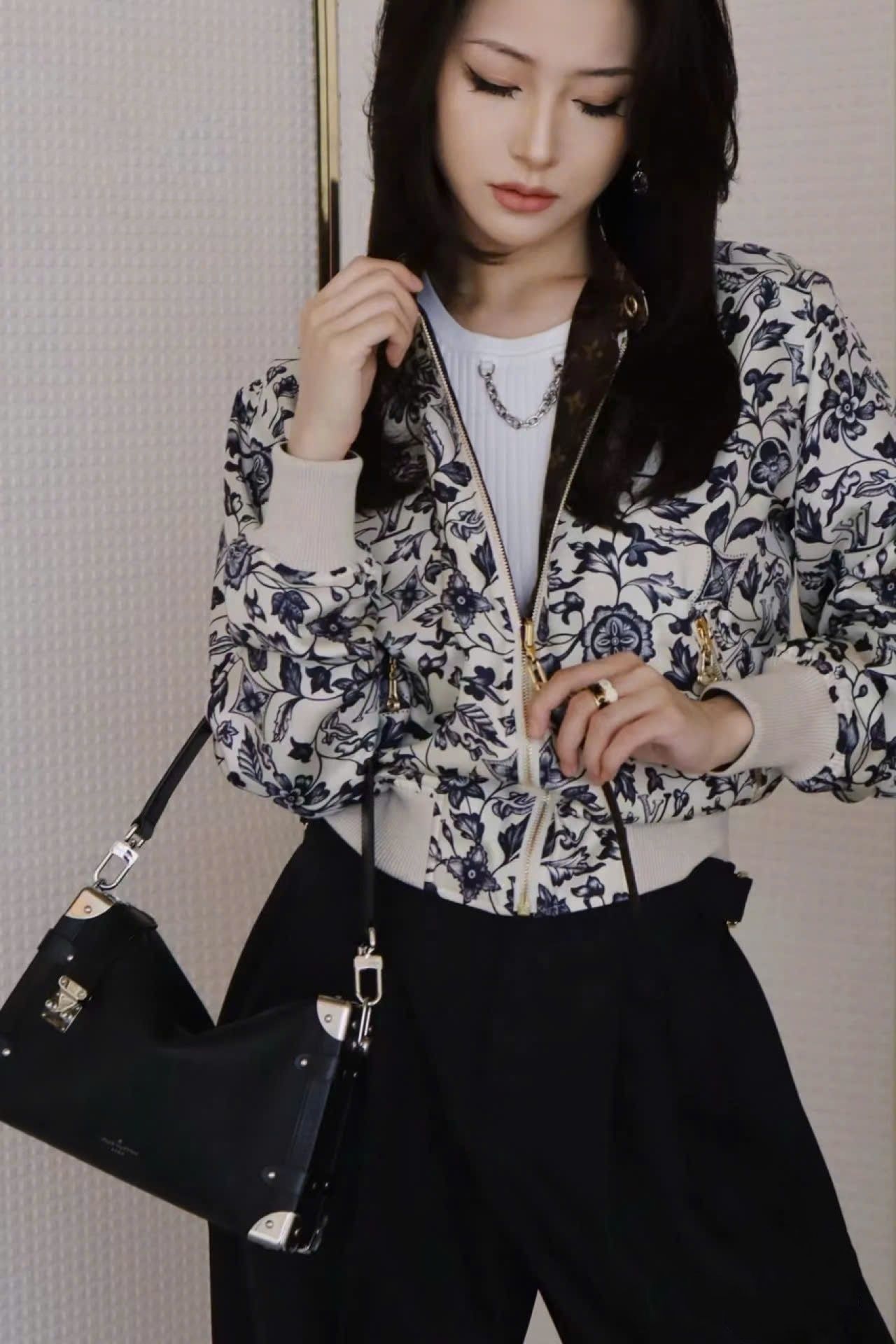 Áo khoác nữ hai mặt LV Louis Vuitton Reversible Botanical Print Bomber Jacket 4