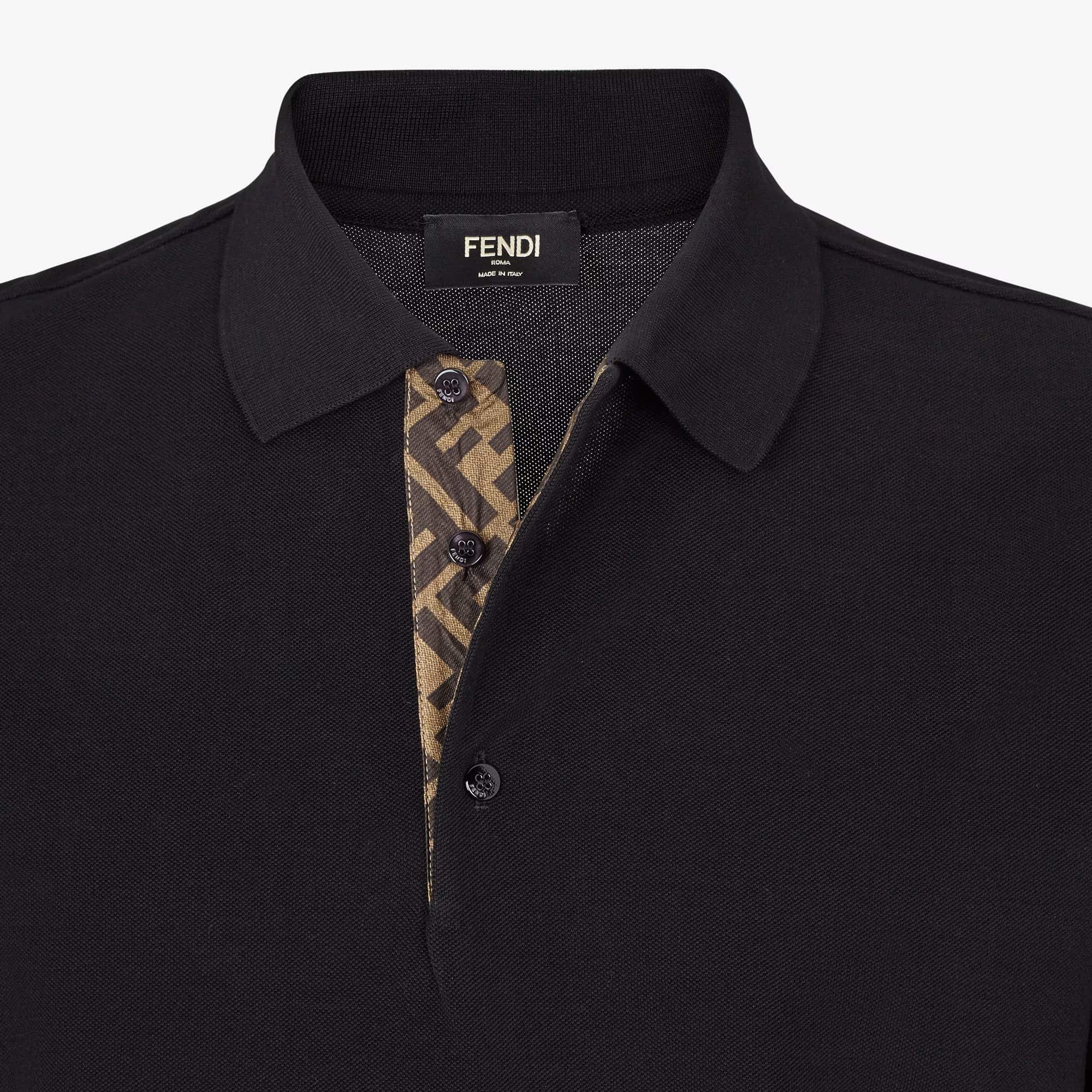 Áo thun nam polo tay ngắn Fendi Black Piqué Polo Shirt 2