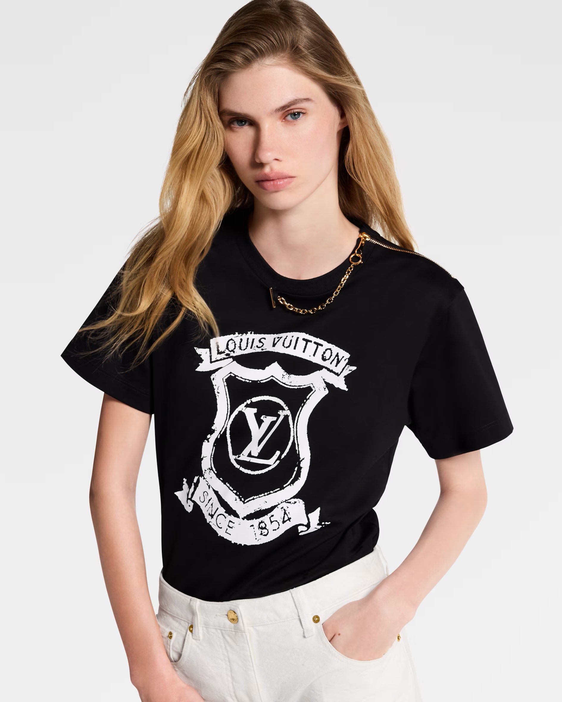 Áo thun LV Louis Vuitton Signature Zipper Detail T-Shirt Black 4