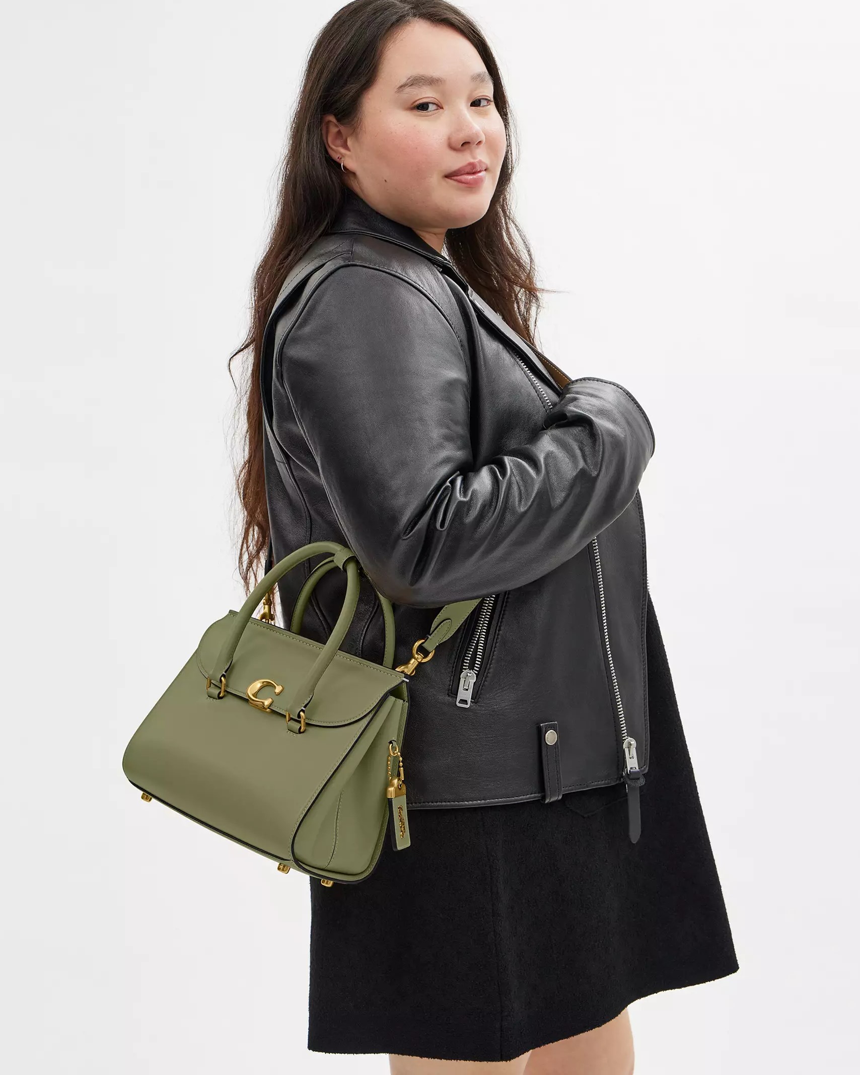 TÚI XÁCH COACH NỮ BROOME CARRYALL LUXE REFINED CALF LEATHER BRASS MOSS CP119 4