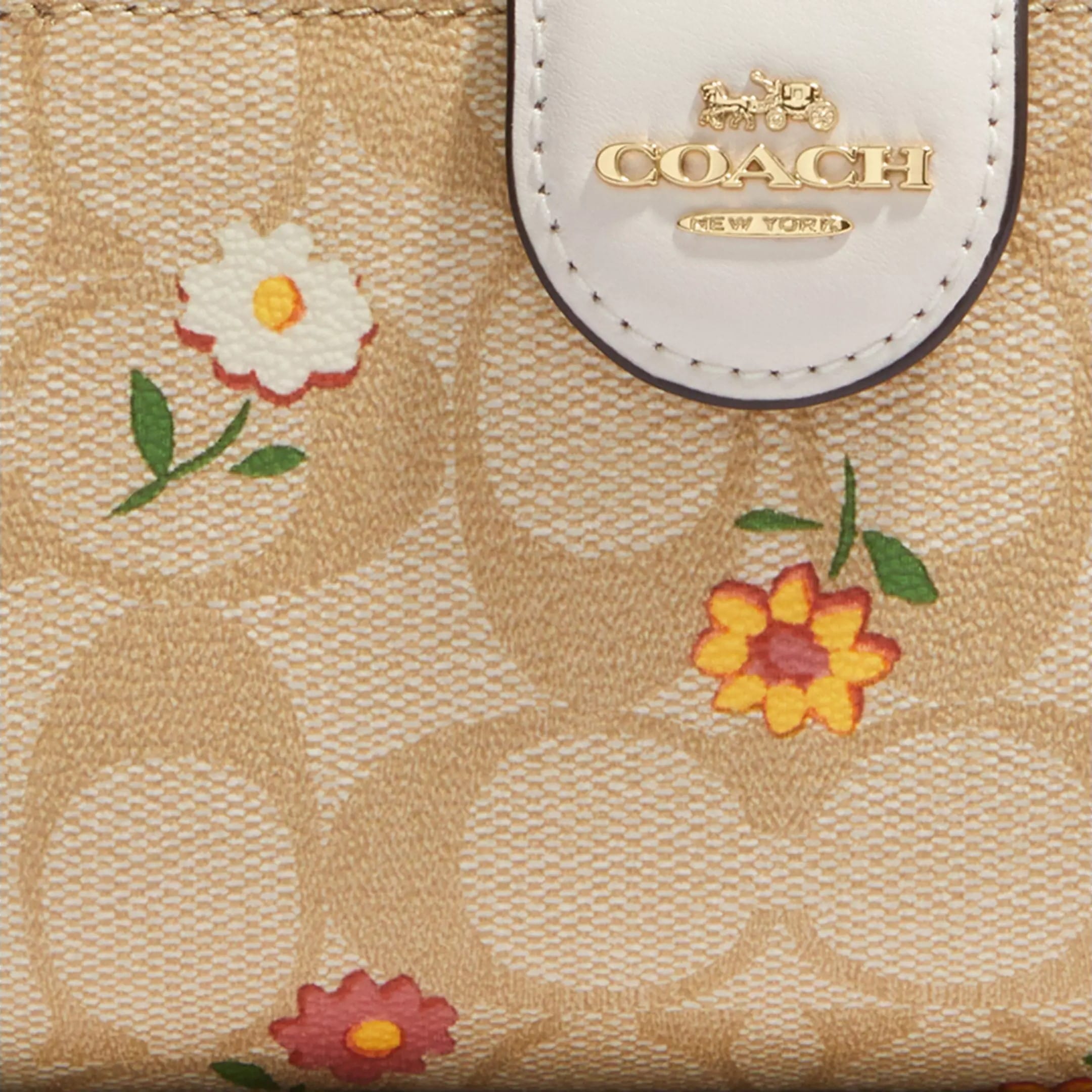 Ví Coach Medium Corner Zip Wallet In Signature Canvas With Nostalgic Ditsy Print CH480 1