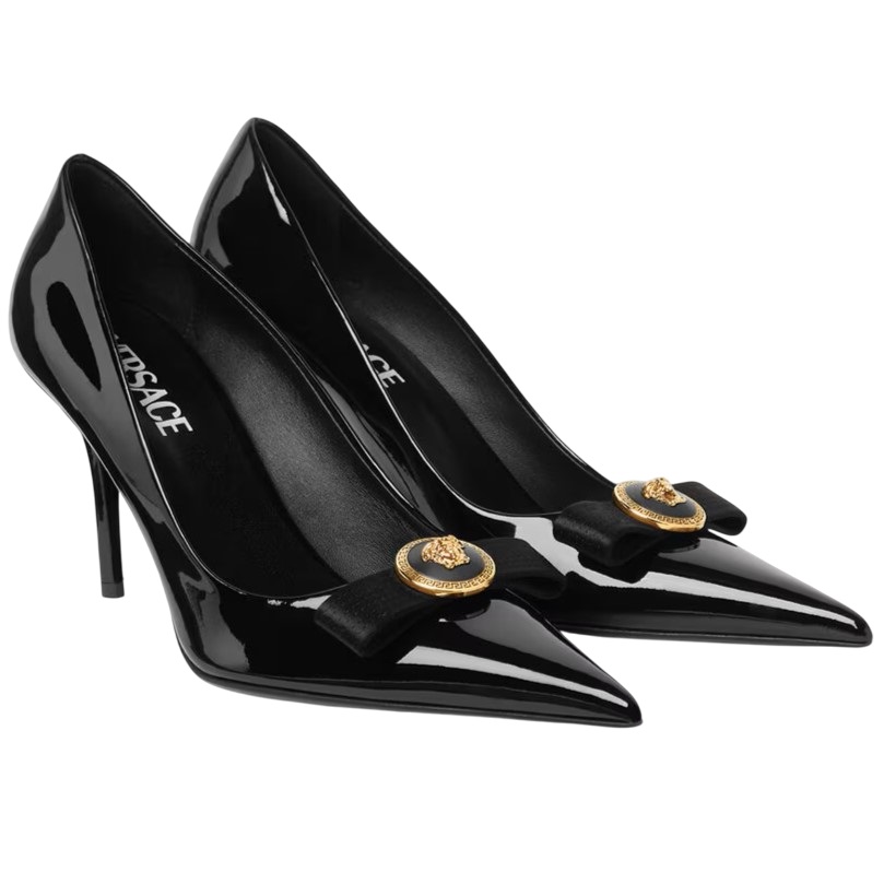 Giày nữ Versace Gianni Ribbon Patent Pumps 85 mm 3