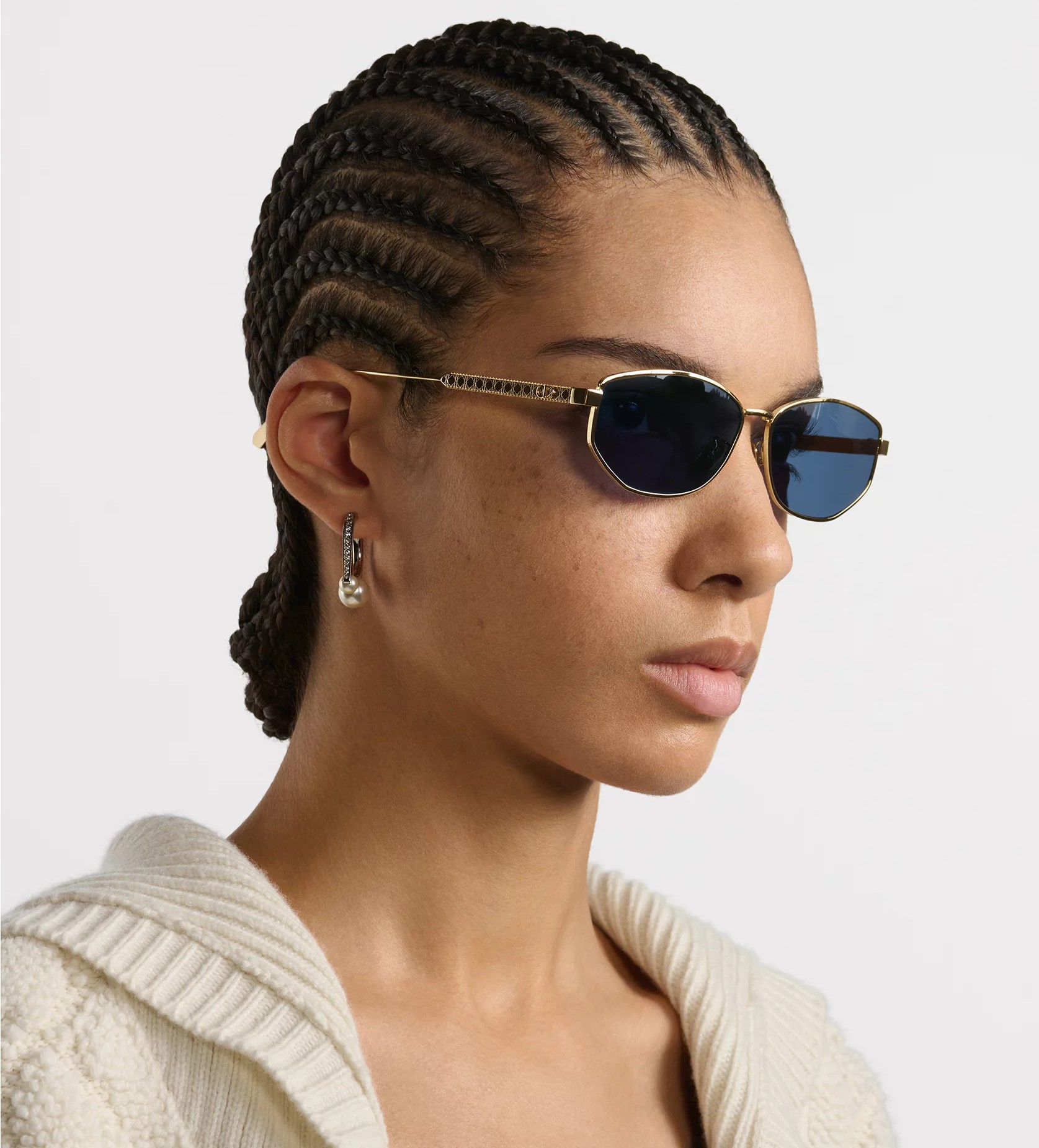 Mắt kính Dior Cannage B1U Blue Oval Sunglasses 5