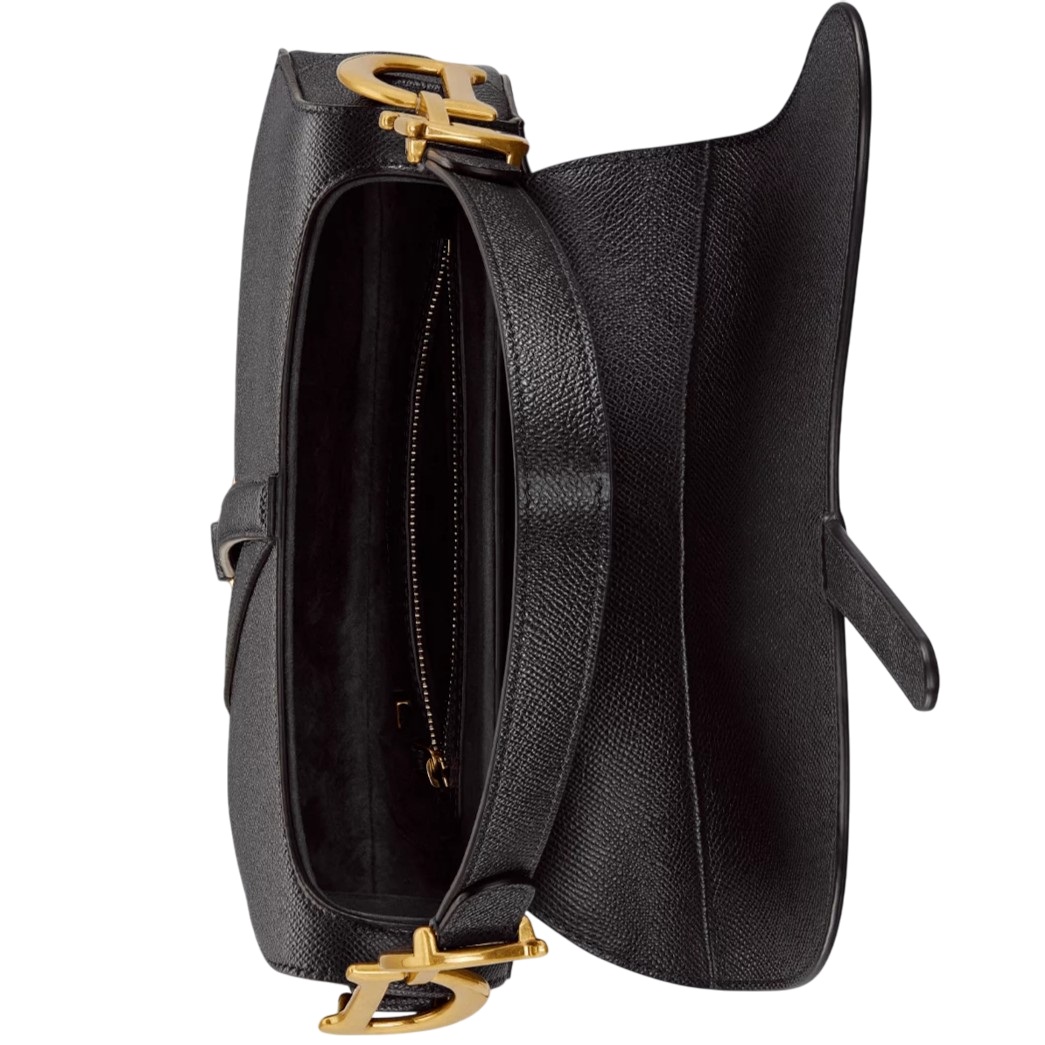 Túi đeo chéo Dior Saddle Bag With Shoulder Strap Black Grained Calfskin 3