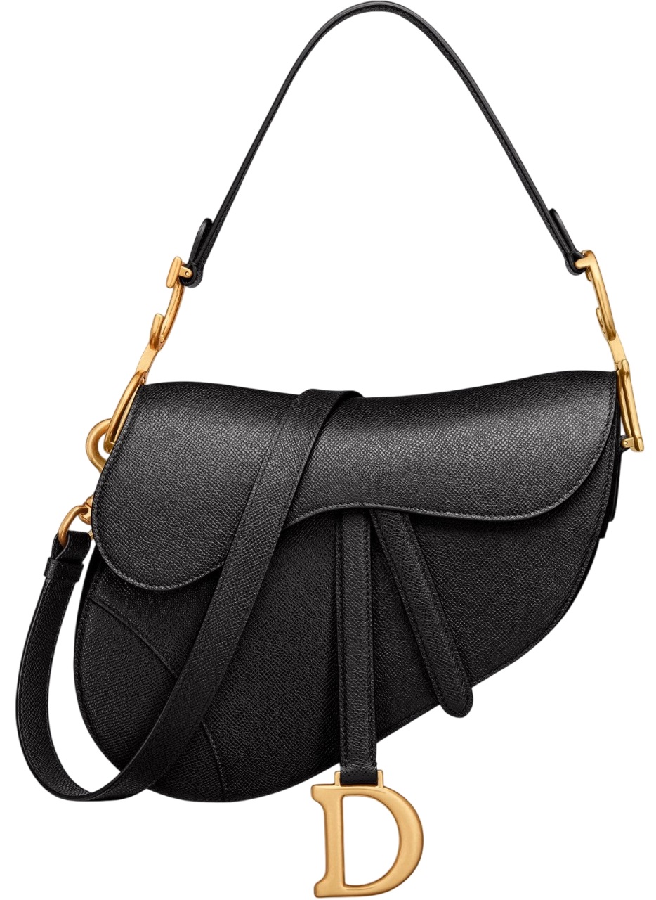 Túi đeo chéo Dior Saddle Bag With Shoulder Strap Black Grained Calfskin 4
