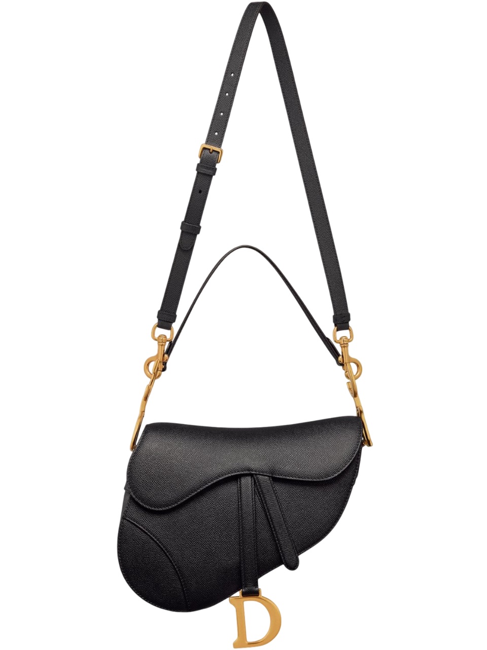 Túi đeo chéo Dior Saddle Bag With Shoulder Strap Black Grained Calfskin 7
