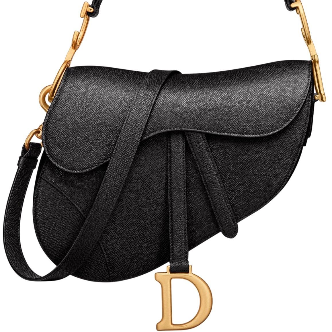 Túi đeo chéo Dior Saddle Bag With Shoulder Strap Black Grained Calfskin 8