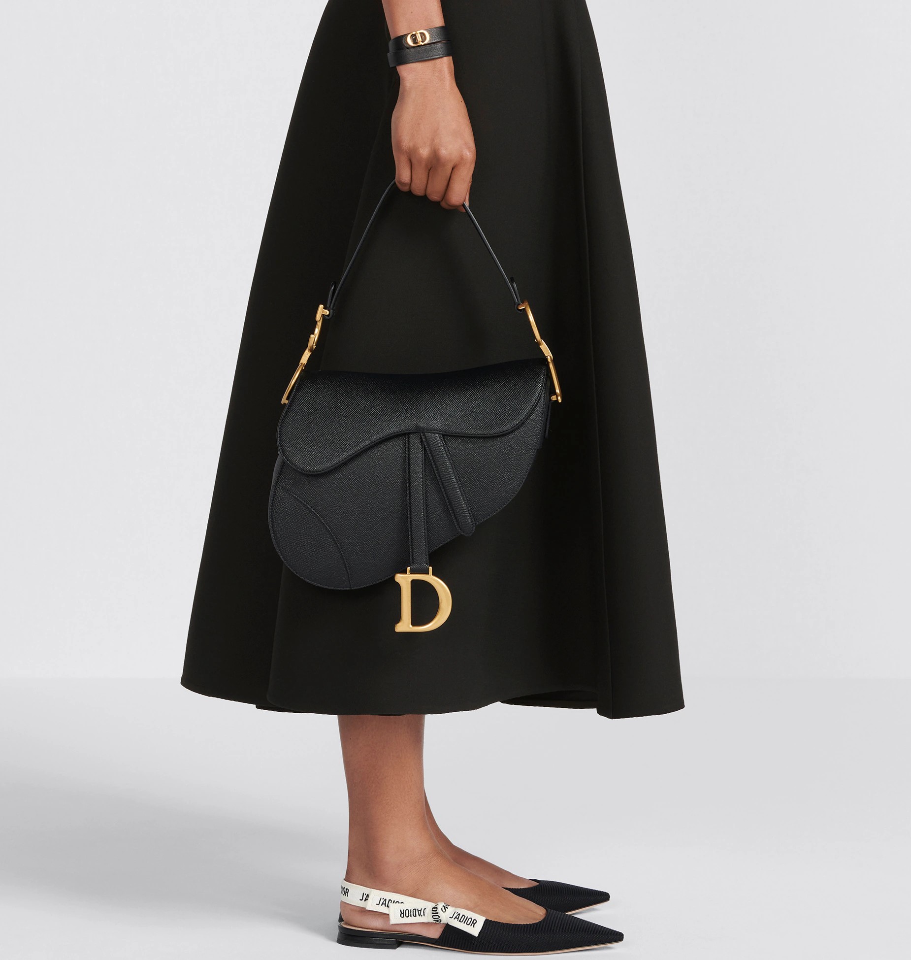 Túi đeo chéo Dior Saddle Bag With Shoulder Strap Black Grained Calfskin 11