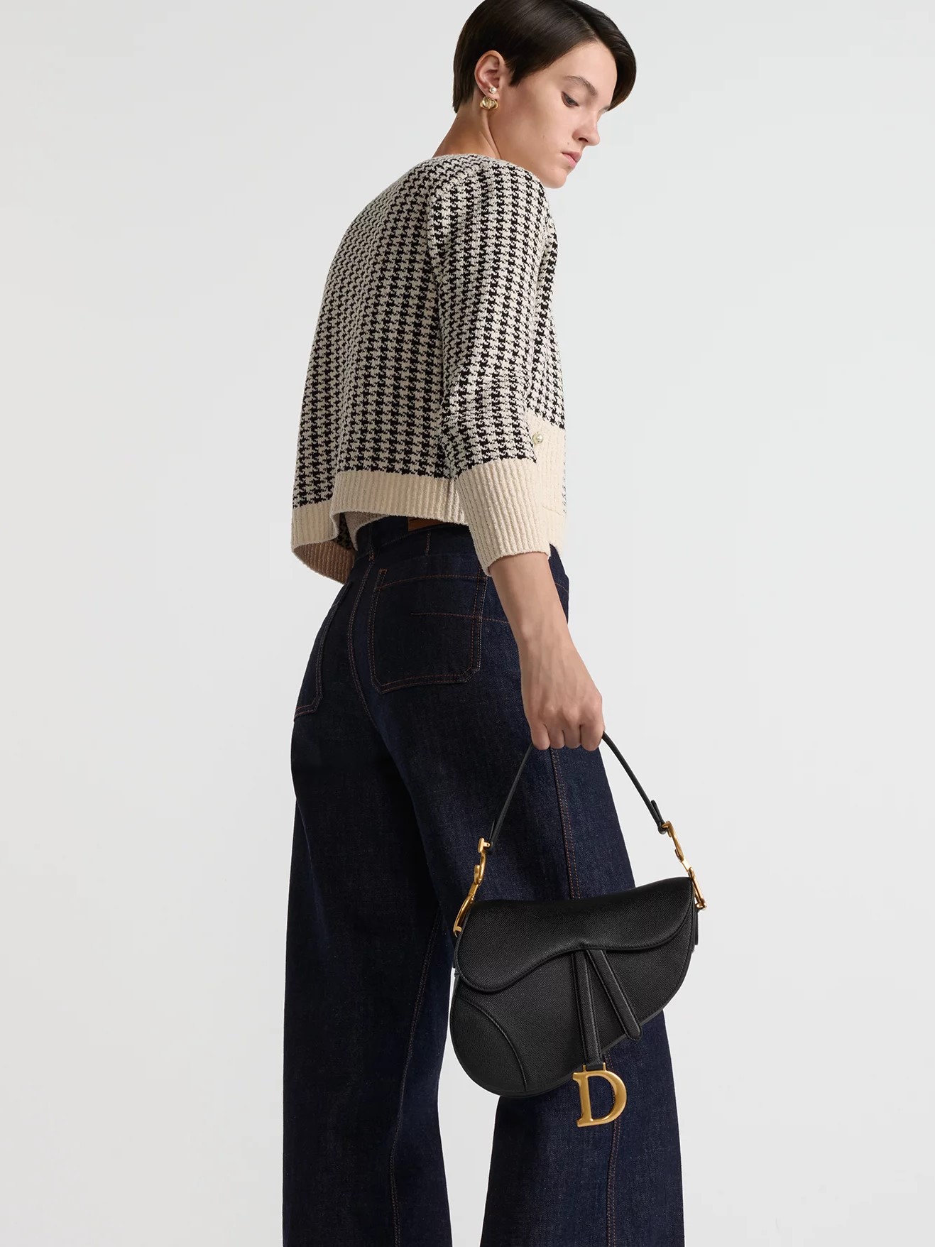 Túi đeo chéo Dior Saddle Bag With Shoulder Strap Black Grained Calfskin 10