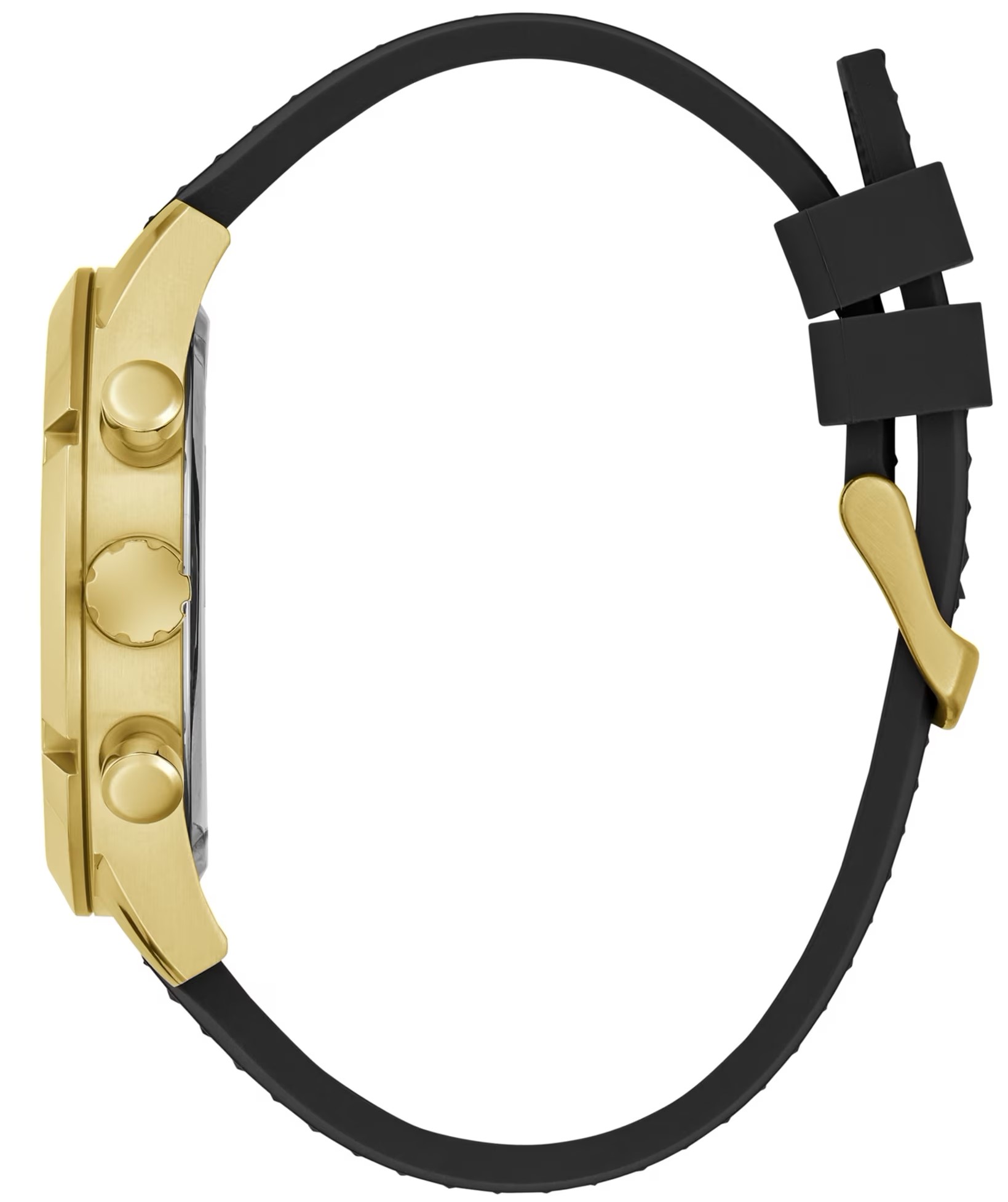 Đồng hồ đeo tay Nam Guess Gold-Tone and Black Silicone Multifunction Watch GW0729G2 11