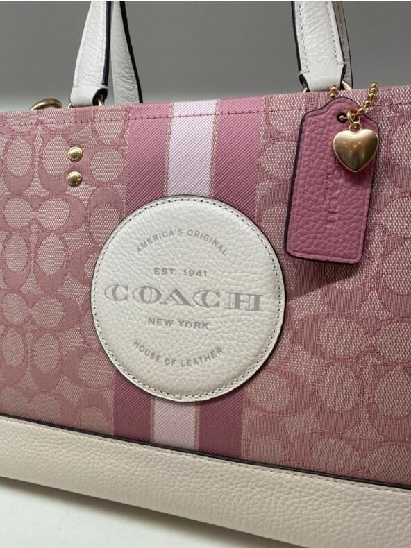 TÚI TOTE NỮ COACH DEMPSEY CARRYALL IN SIGNATURE JACQUARD WITH COACH PATCH AND HEART CHARM 2