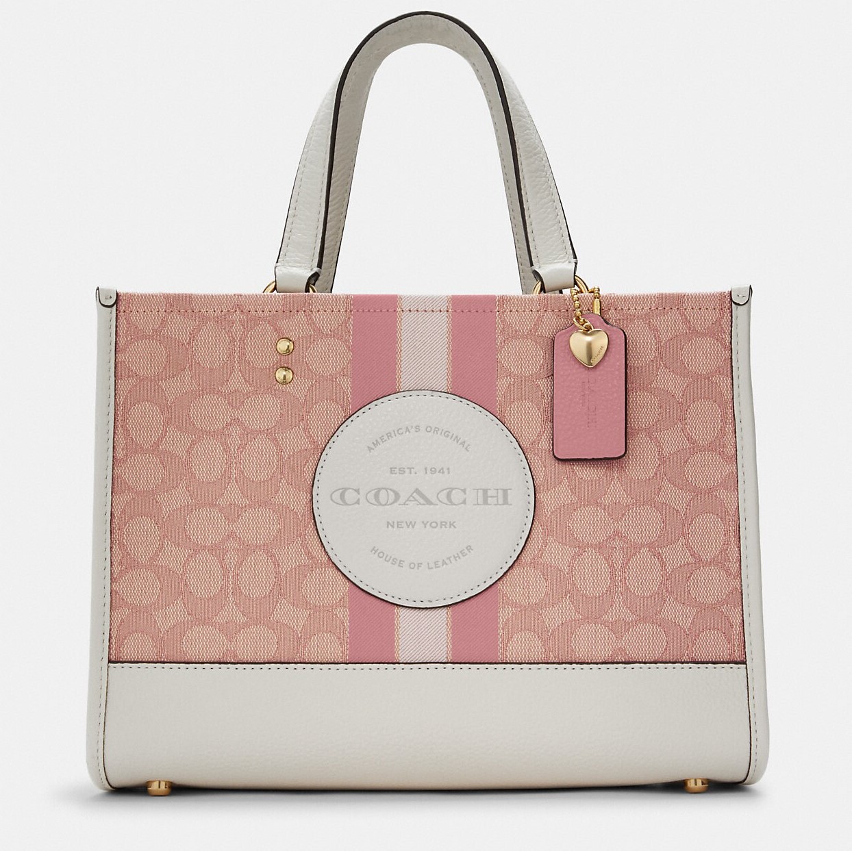 TÚI TOTE NỮ COACH DEMPSEY CARRYALL IN SIGNATURE JACQUARD WITH COACH PATCH AND HEART CHARM 7