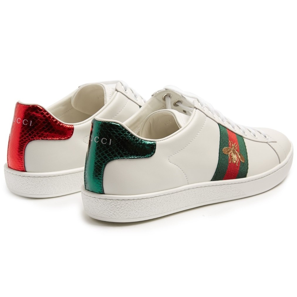 GIÀY SNEAKER GUCCI ACE EMBROIDERED SNEAKER WHITE LEATHER WITH BEE MÀU TRẮNG 1
