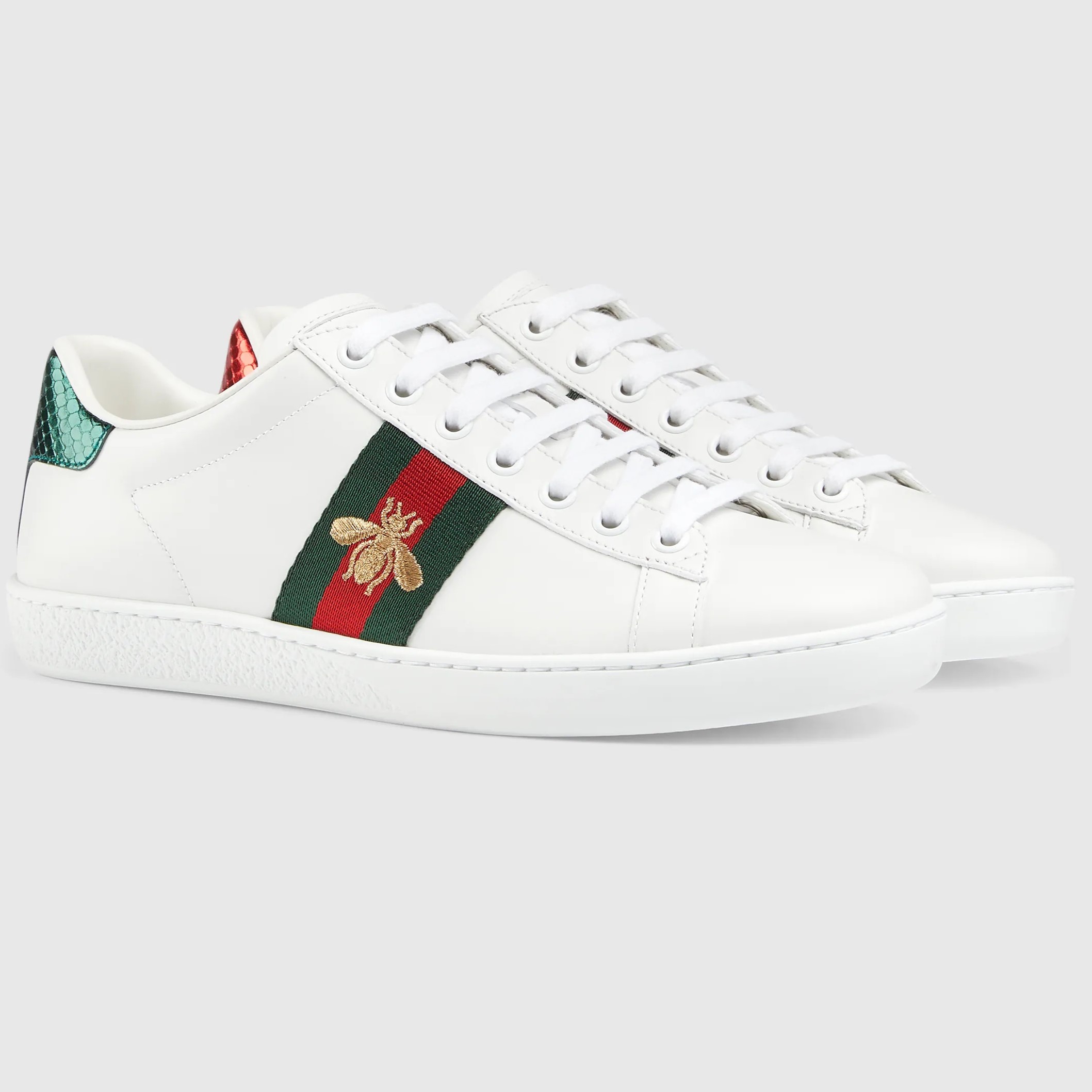 GIÀY SNEAKER GUCCI ACE EMBROIDERED SNEAKER WHITE LEATHER WITH BEE MÀU TRẮNG 8