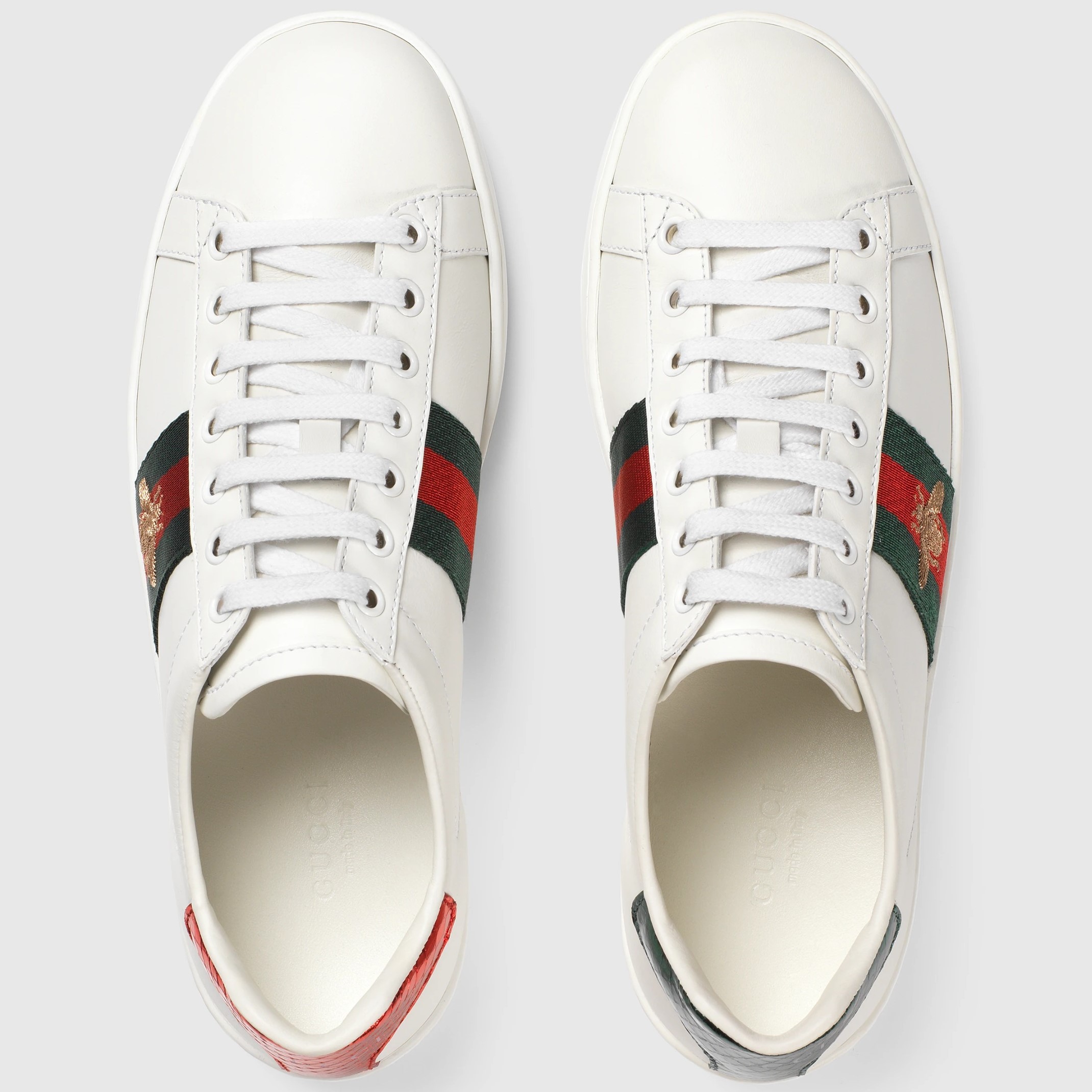GIÀY SNEAKER GUCCI ACE EMBROIDERED SNEAKER WHITE LEATHER WITH BEE MÀU TRẮNG 9