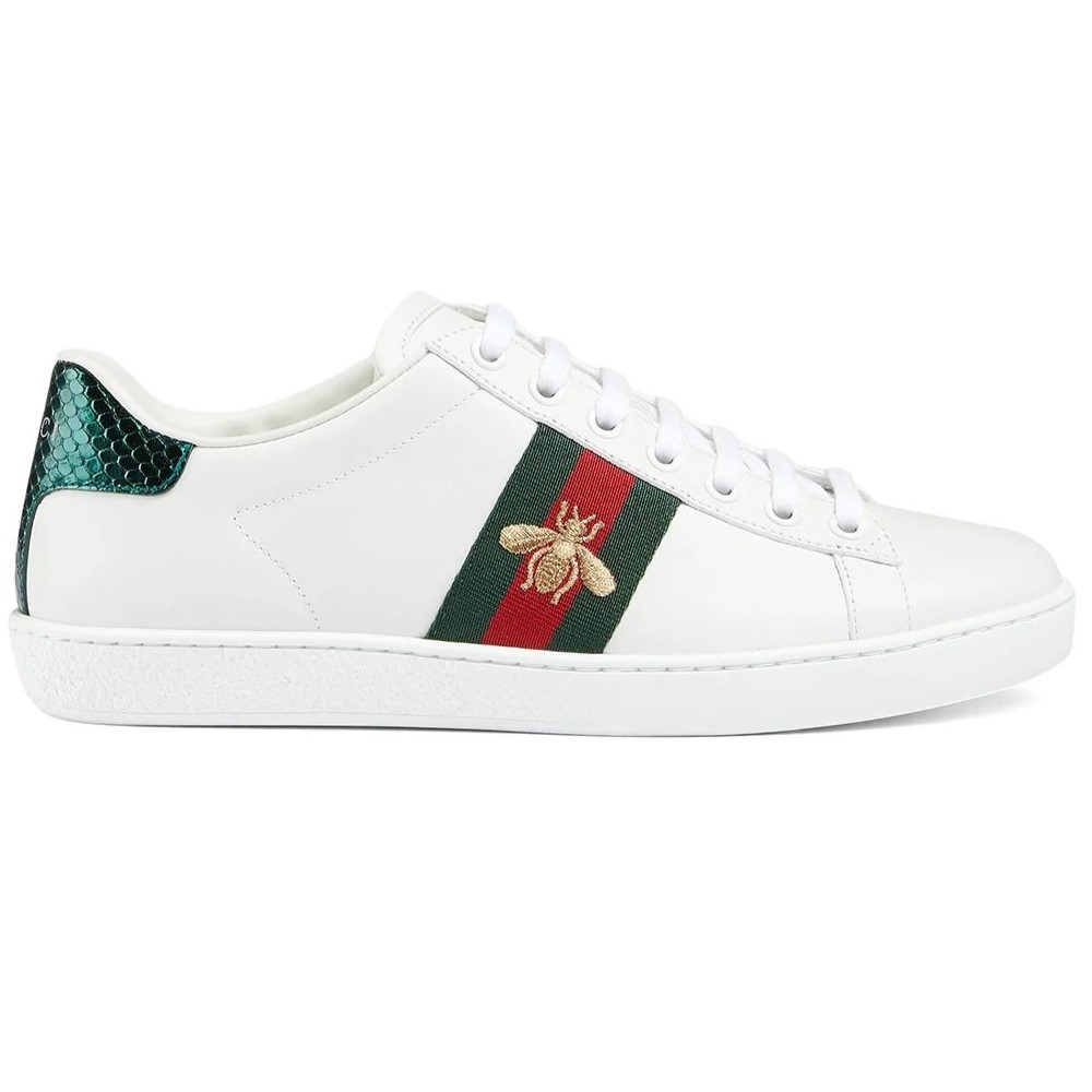 GIÀY SNEAKER GUCCI ACE EMBROIDERED SNEAKER WHITE LEATHER WITH BEE MÀU TRẮNG 16