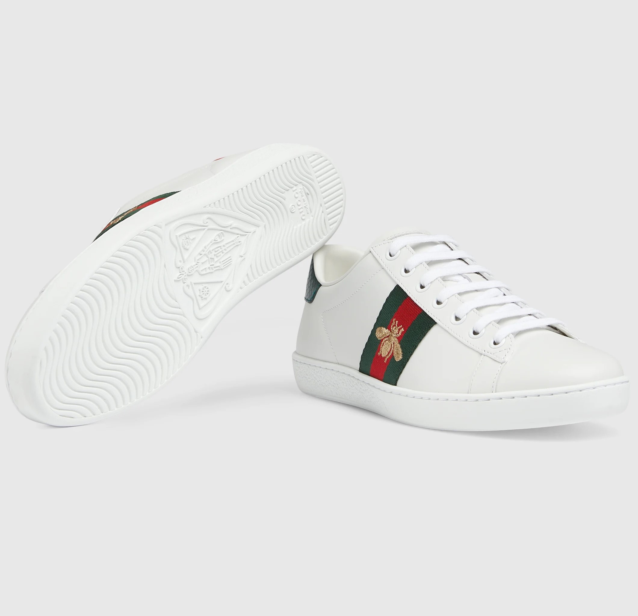GIÀY SNEAKER GUCCI ACE EMBROIDERED SNEAKER WHITE LEATHER WITH BEE MÀU TRẮNG 18