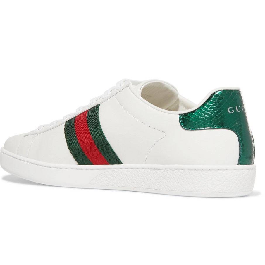 GIÀY SNEAKER GUCCI ACE EMBROIDERED SNEAKER WHITE LEATHER WITH BEE MÀU TRẮNG 22