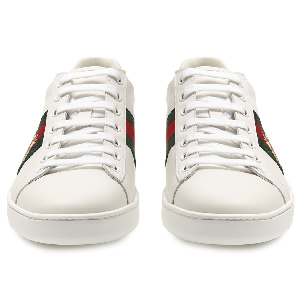 GIÀY SNEAKER GUCCI ACE EMBROIDERED SNEAKER WHITE LEATHER WITH BEE MÀU TRẮNG 20