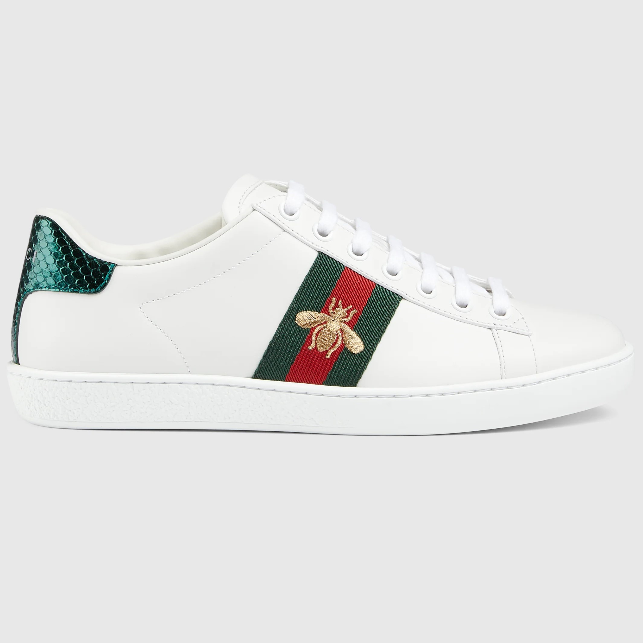 GIÀY SNEAKER GUCCI ACE EMBROIDERED SNEAKER WHITE LEATHER WITH BEE MÀU TRẮNG 25