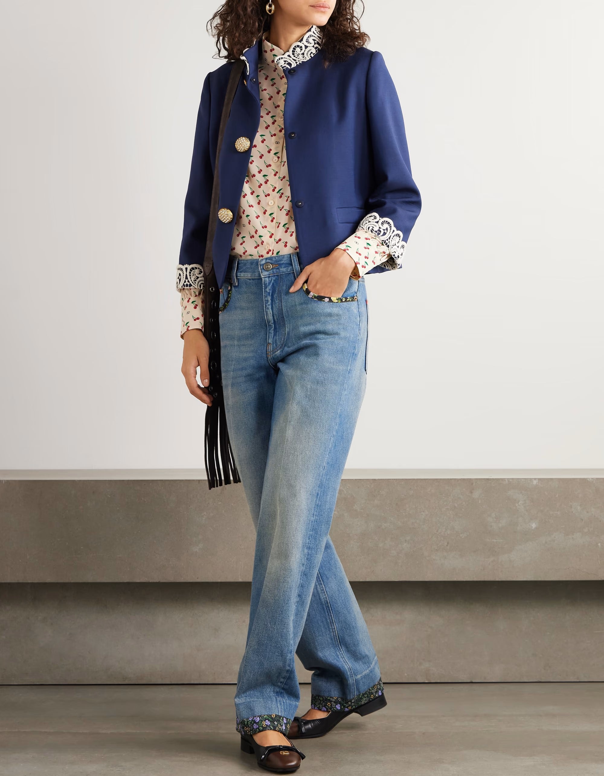 Áo nữ Valentino Printed Silk Crepe De Chine Shirt 5