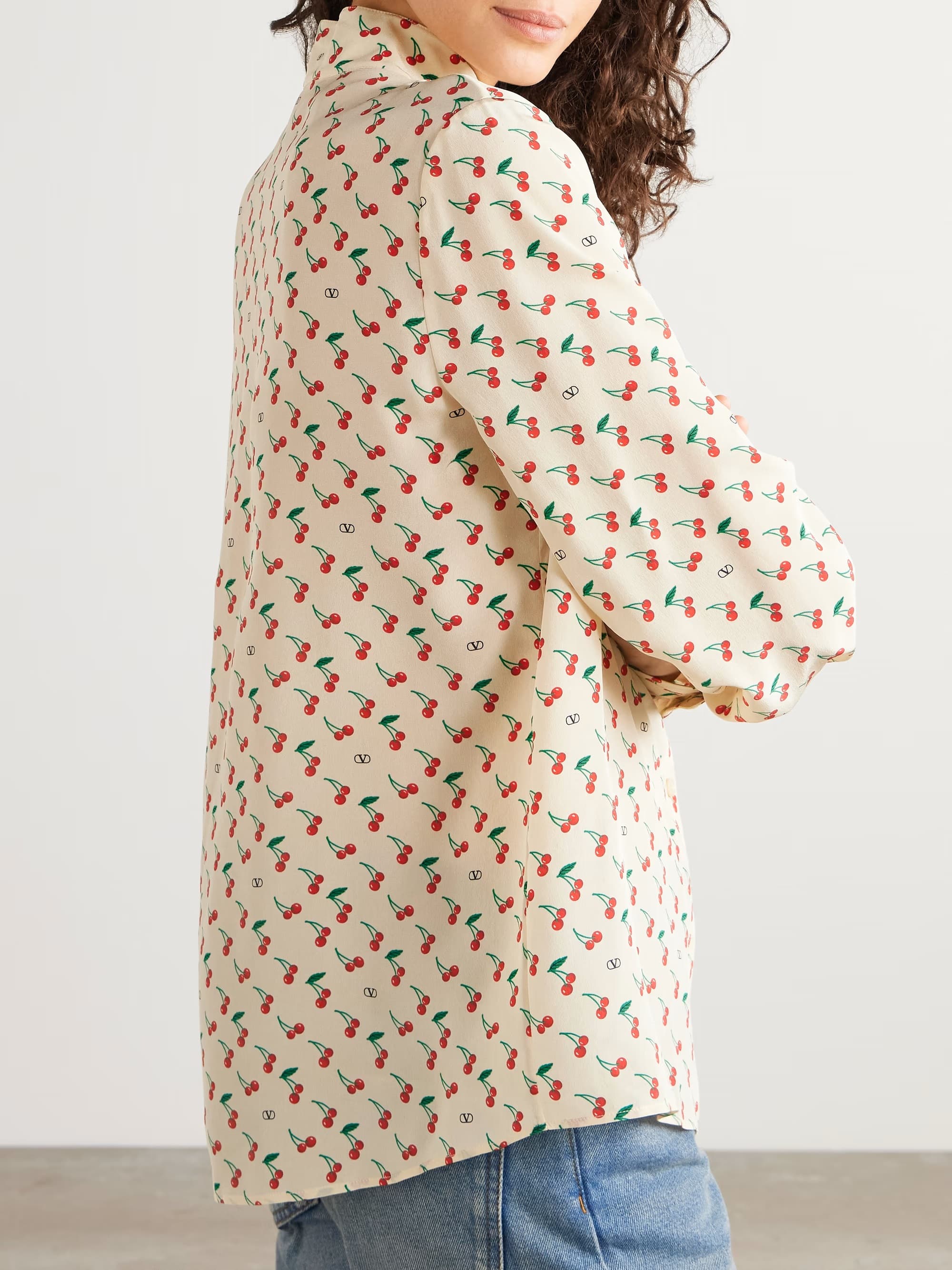 Áo nữ Valentino Printed Silk Crepe De Chine Shirt 7