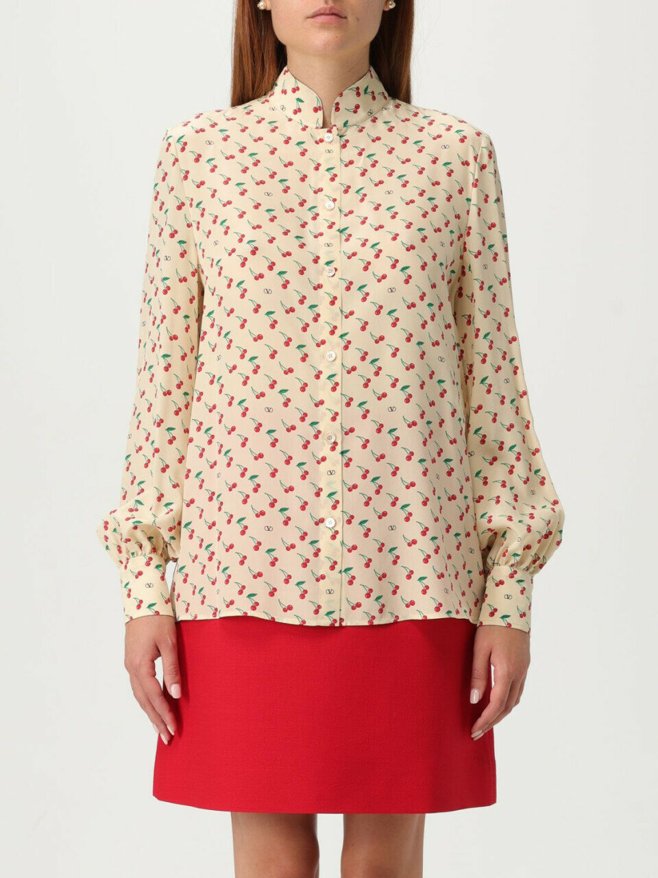 Áo nữ Valentino Printed Silk Crepe De Chine Shirt 9