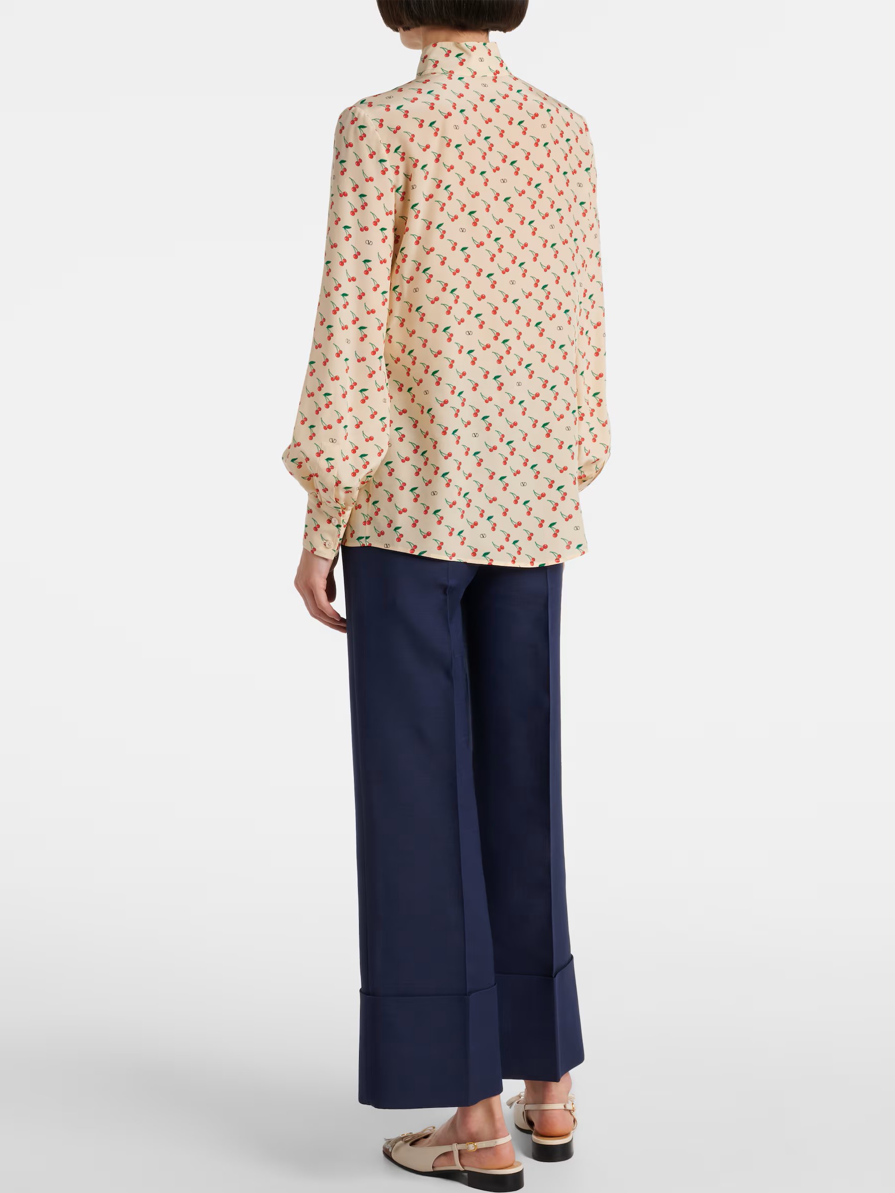 Áo nữ Valentino Printed Silk Crepe De Chine Shirt 11
