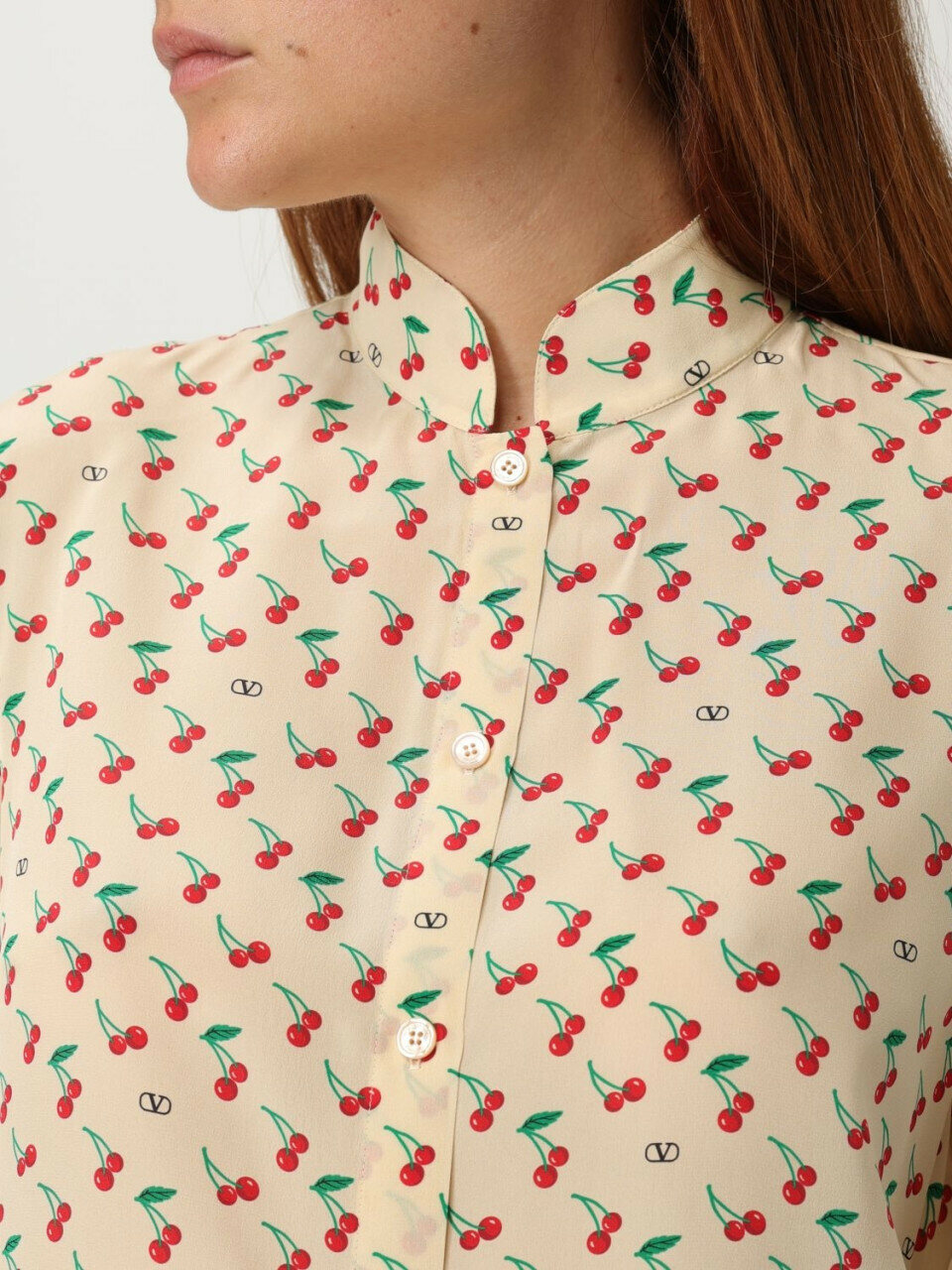 Áo nữ Valentino Printed Silk Crepe De Chine Shirt 13